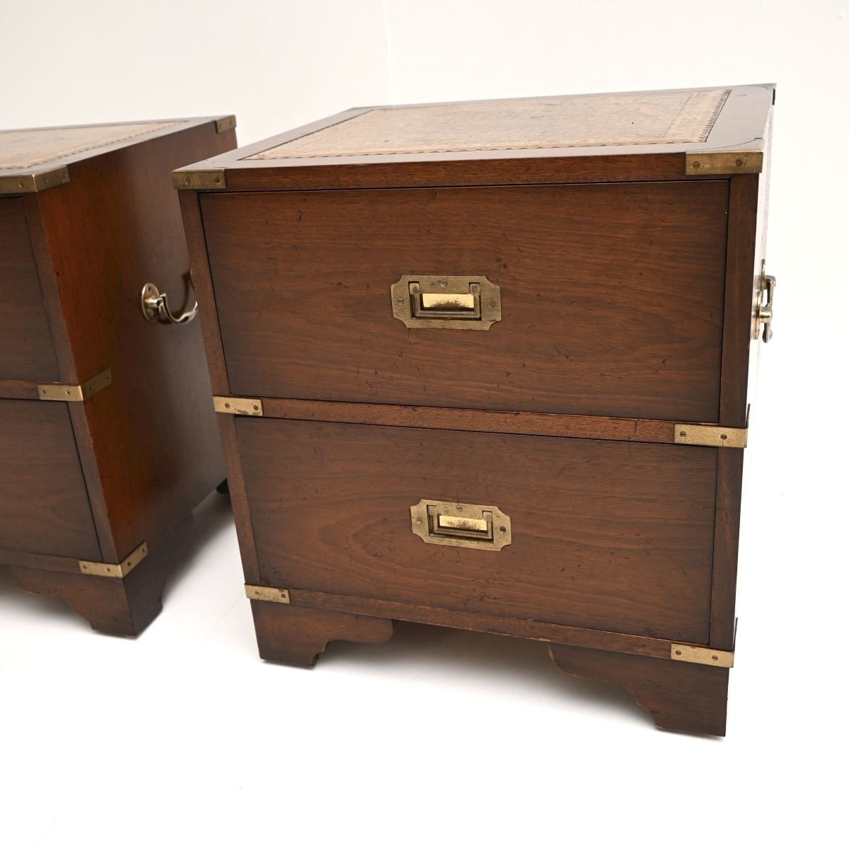 Pair Of Antique Military Campaign Style Mahogany Bedside Chests photo vinterior