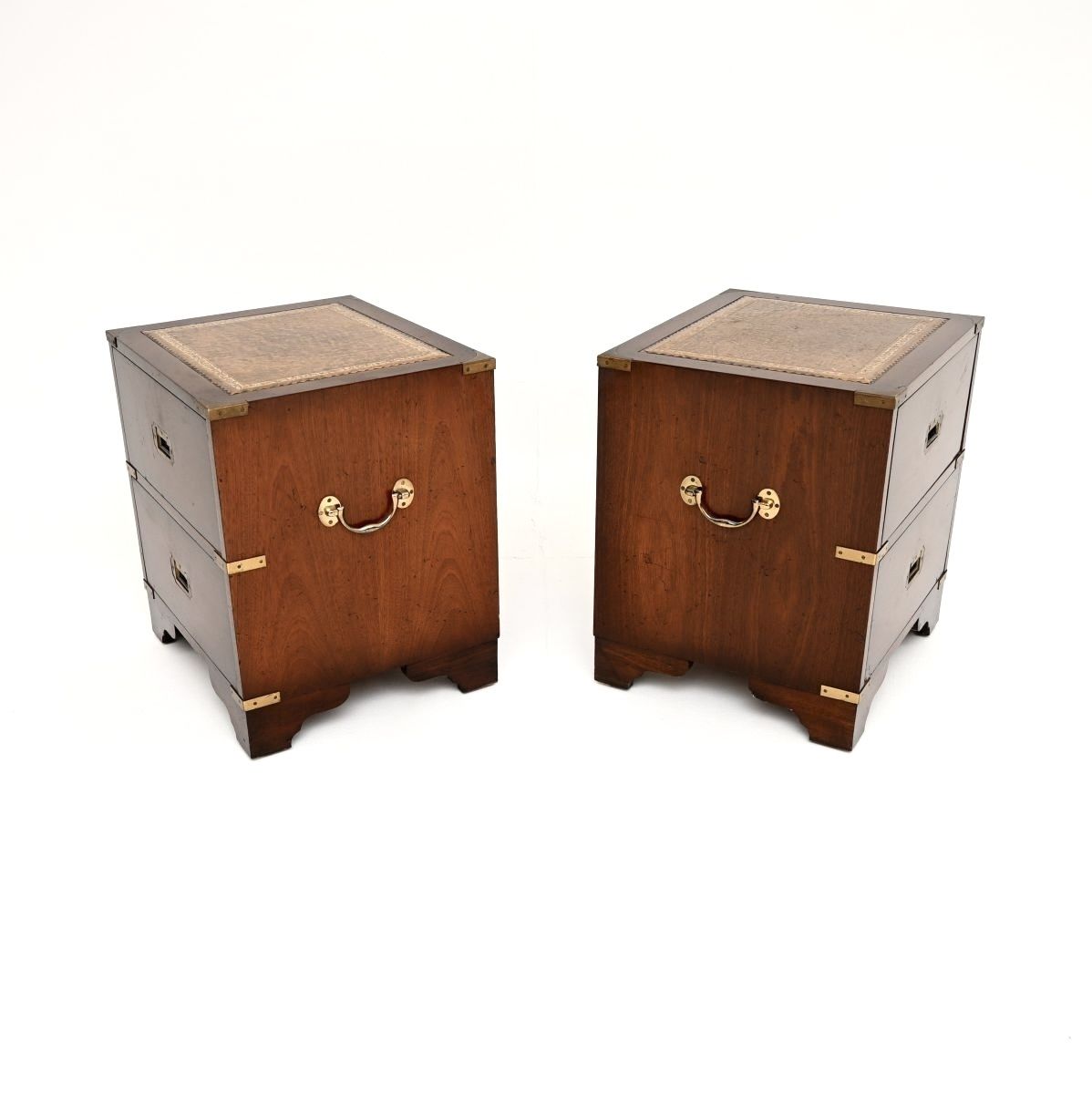Pair Of Antique Military Campaign Style Mahogany Bedside Chests photo vintage