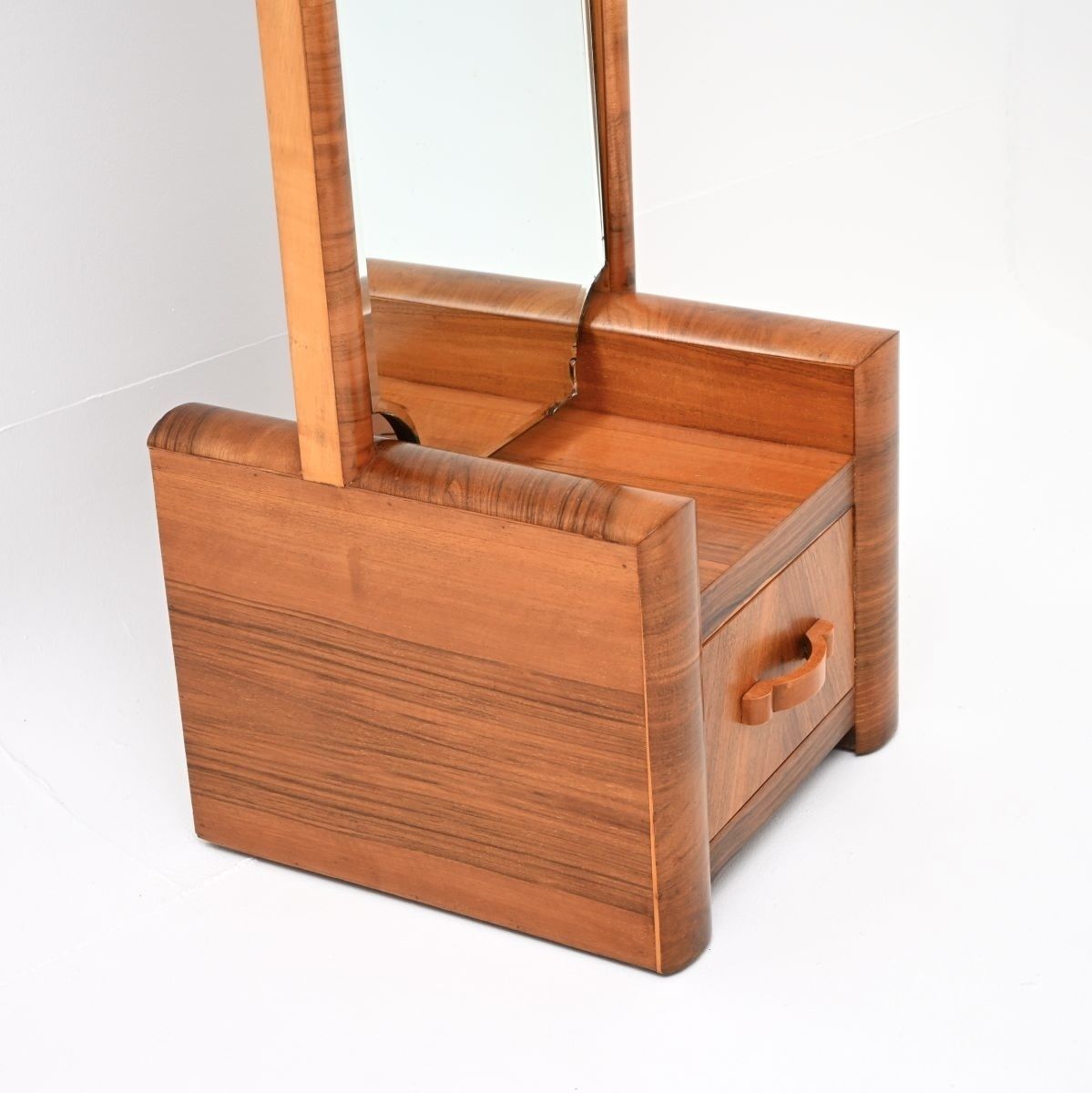 Art Deco Figured Walnut Cheval Floor Mirror photo 1099.0