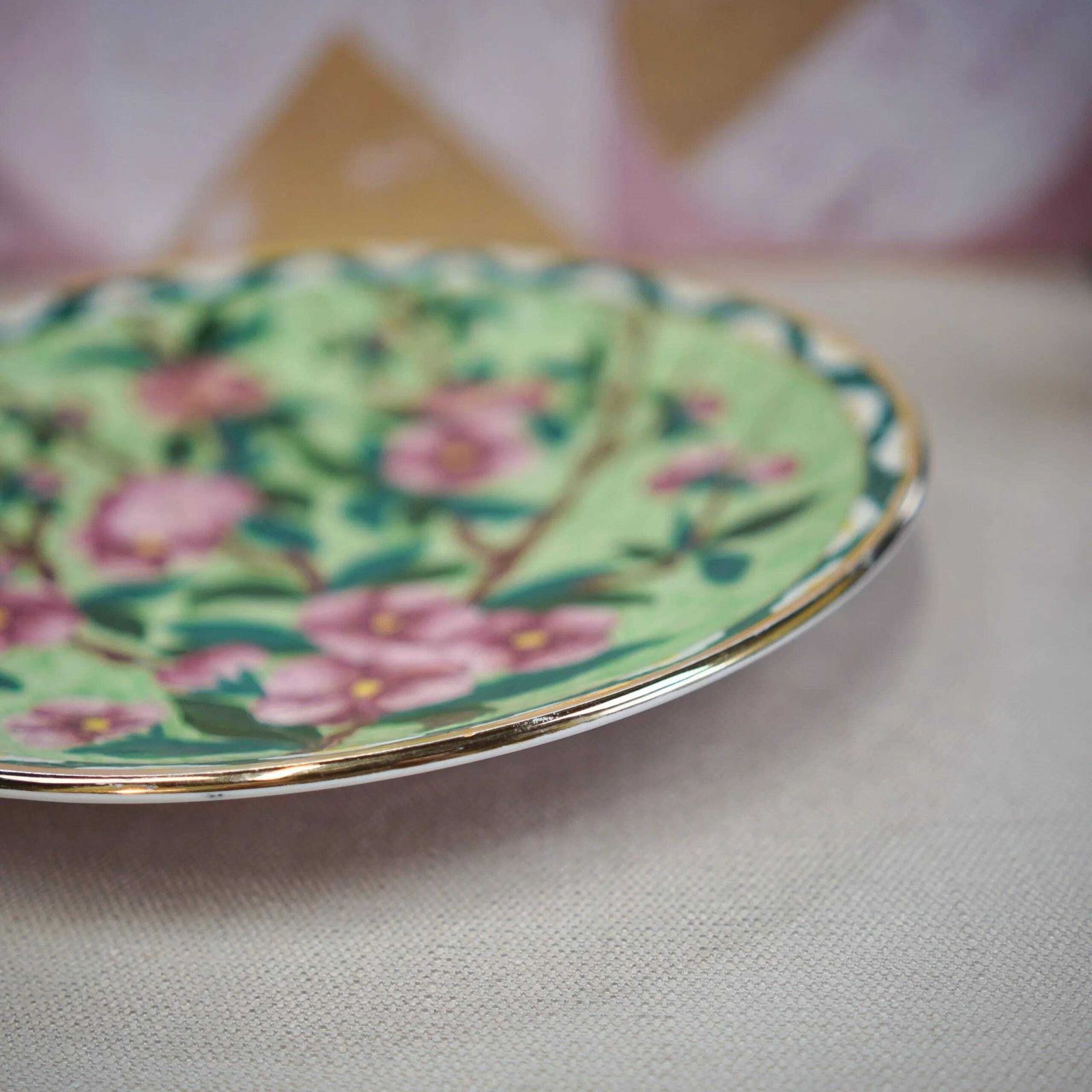 New Hall Boumier Ware Plate Lucien Boullemier Pink Blossom Art Deco Charger 29cm photo for sale