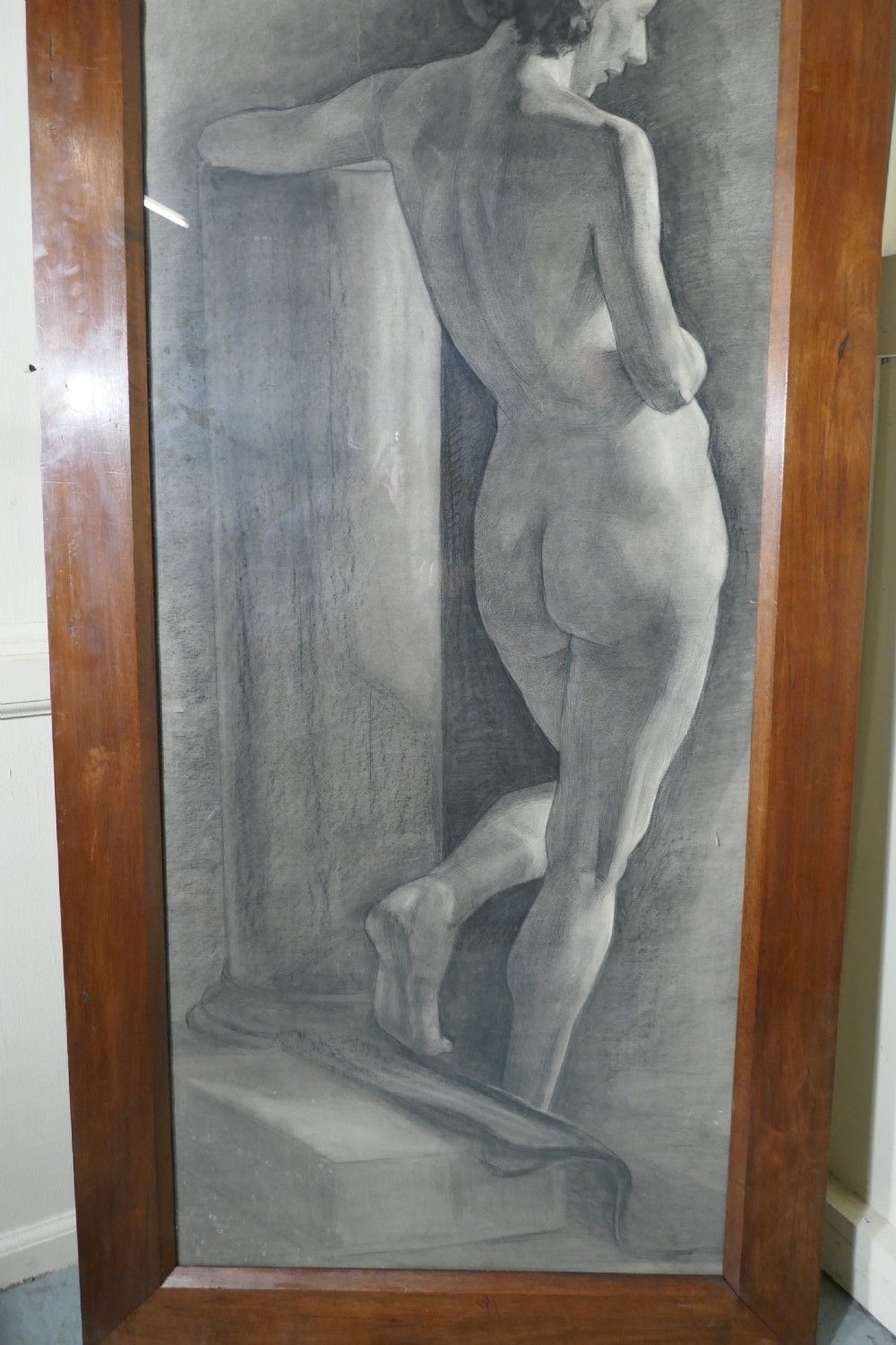 Female Nude A Large Framed Study In Charcoal photo for sale