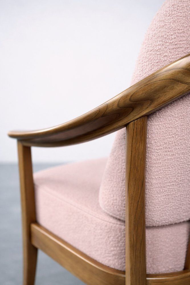 Meubels Mid Century Duitse Fauteuils In Kersenhout Met Roze Bekleding Van Wilhelm Knoll, Jaren 1970, Set Van 2 photo