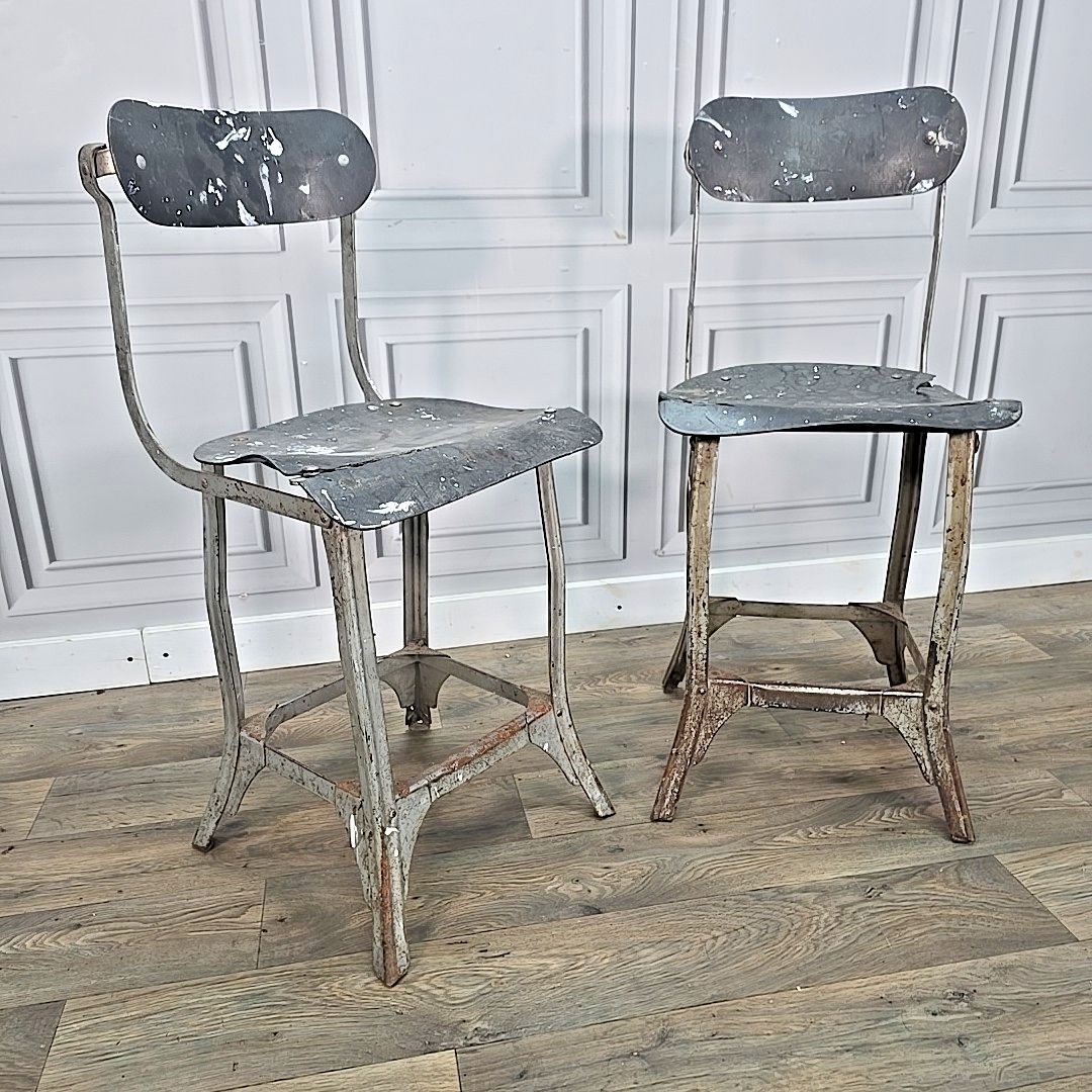 Vintage Industrial Tansad Chairs Pair 2 Reclaimed Machinist Factory Workshop photo furniture