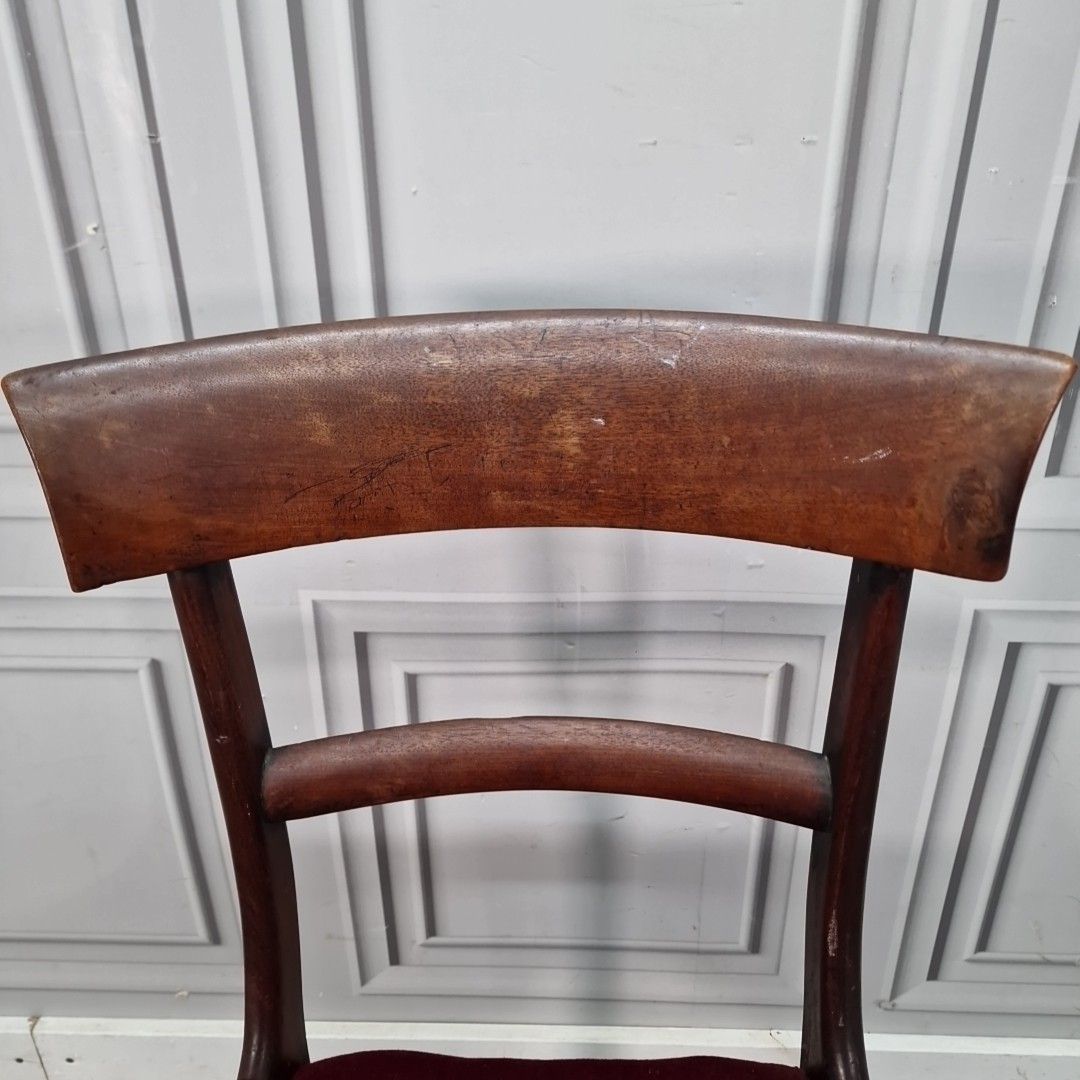 Antique Dining Chair Mahogany – Upholstered Seat Carved Legs 19th Century photo Furniture