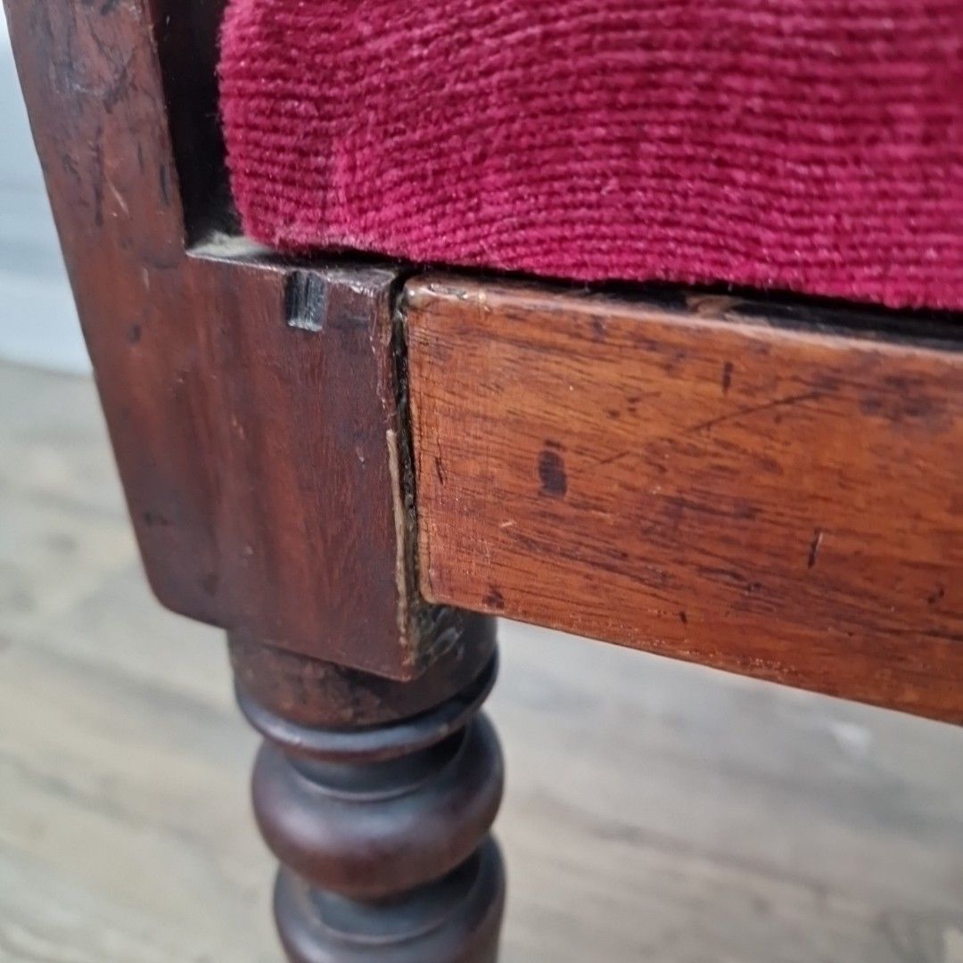 photo furniture Antique Dining Chair Mahogany – Upholstered Seat Carved Legs 19th Century