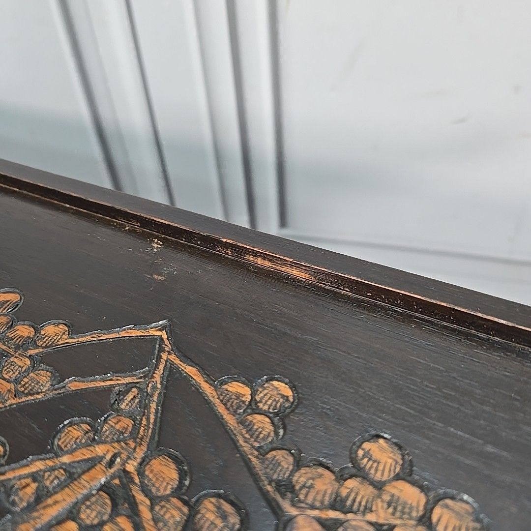 photo vintage Vintage Chinese Coffee Table – Oriental Design Mid Century Asian Carved Wood