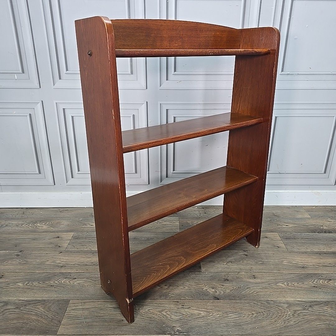 Vintage Mid Century Bookcase Oak Veneer – Shelves – School / Utility Shelf Retro