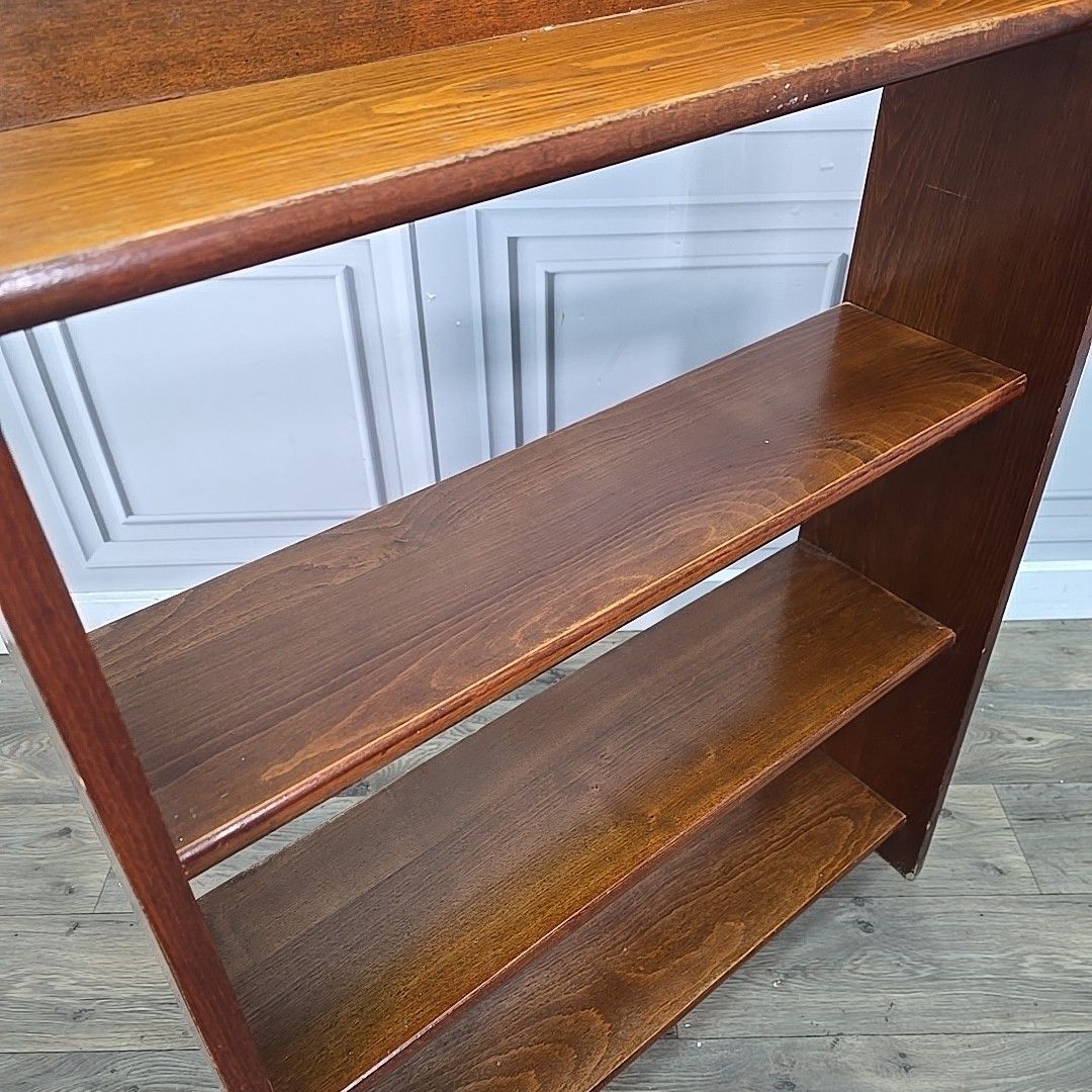 Vintage Mid Century Bookcase Oak Veneer – Shelves – School / Utility Shelf Retro photo Furniture