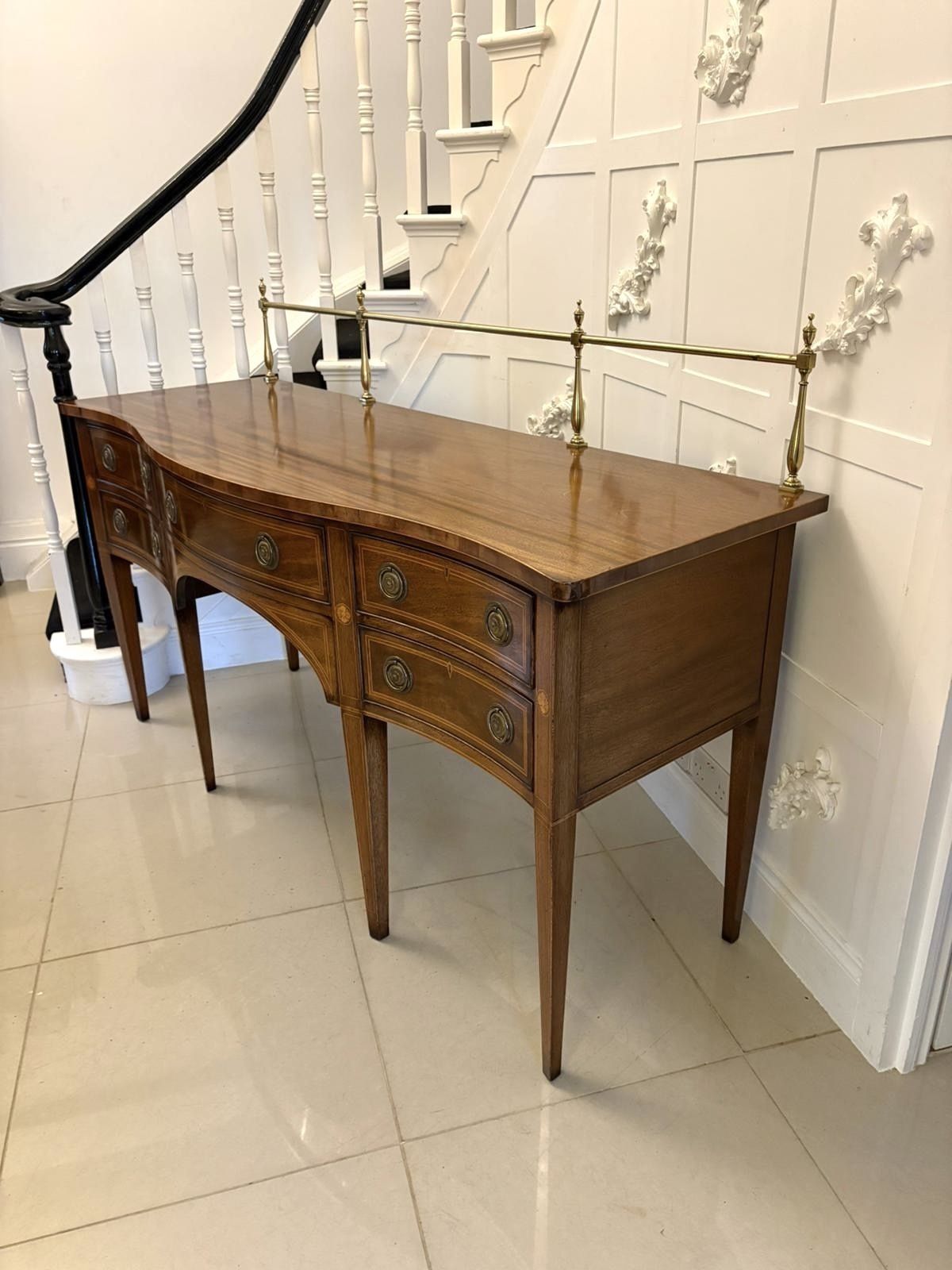 Furniture Antique Early 20th Century Figured Mahogany Serpentine Sideboard photo