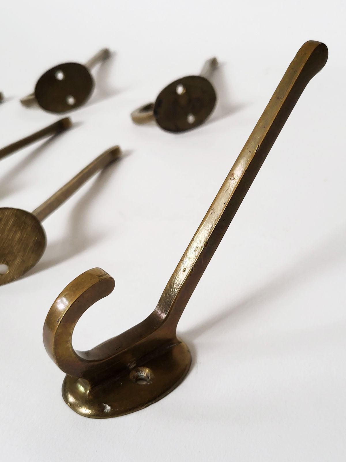 Viennese Art Nouveau Brass Wall Hooks, 1900s, Set Of 7 photo buy