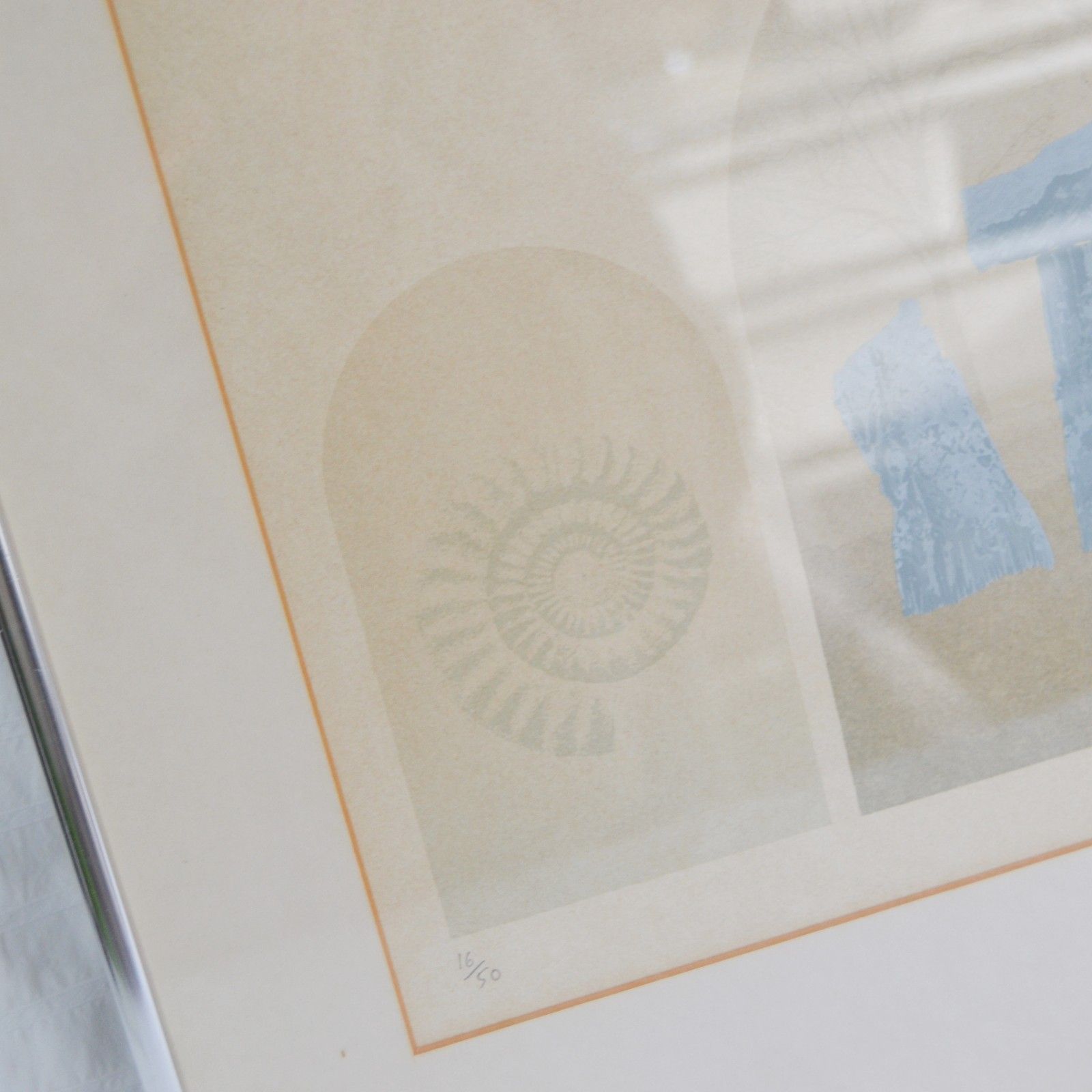 Vintage Chris Noble Screen Print 1983, As Time Goes By, Ammonite Standing Stones photo for sale