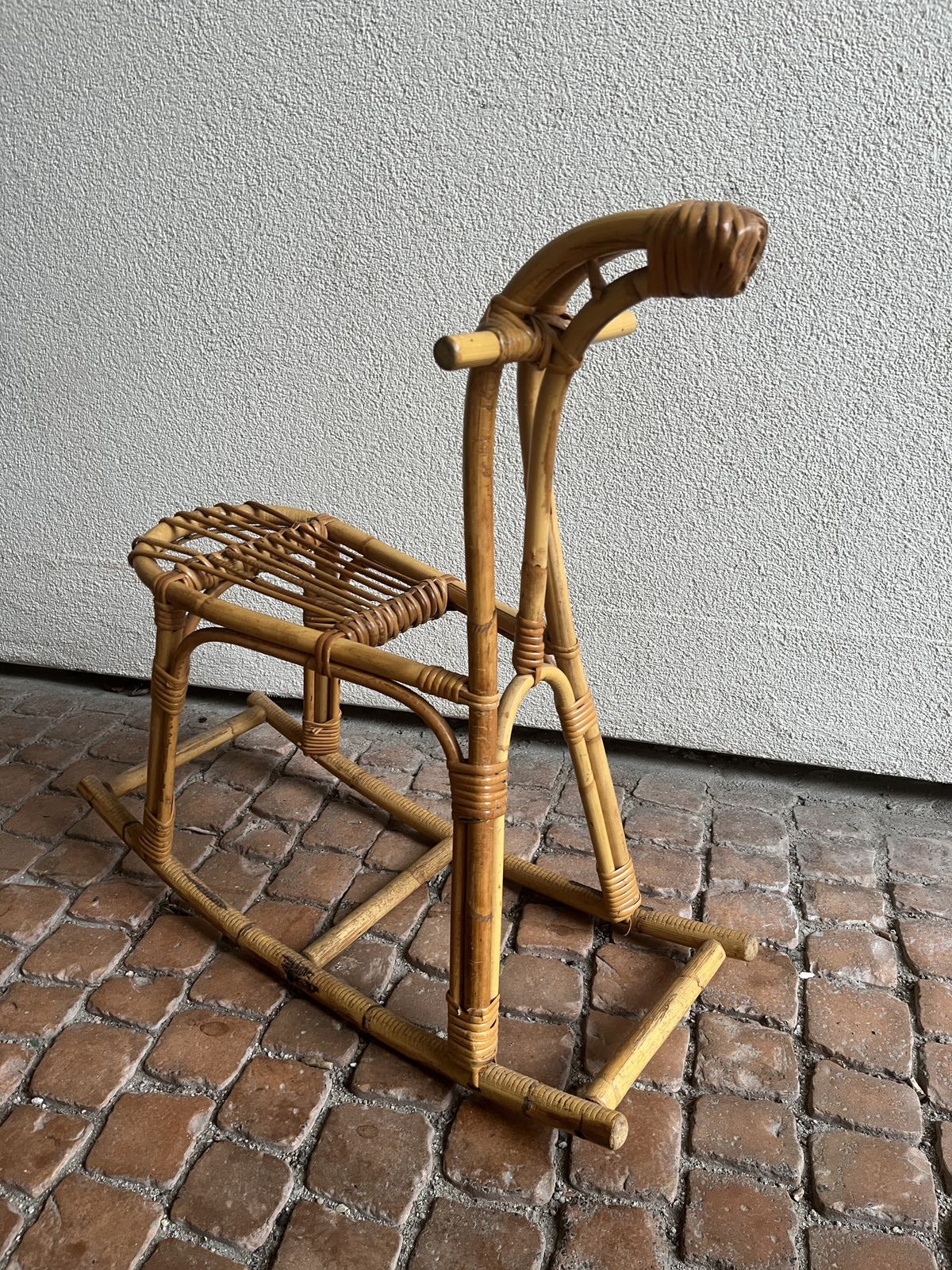 Bent Rattan And Wicker Rocking Horse In The Manor Of  Franco Albini