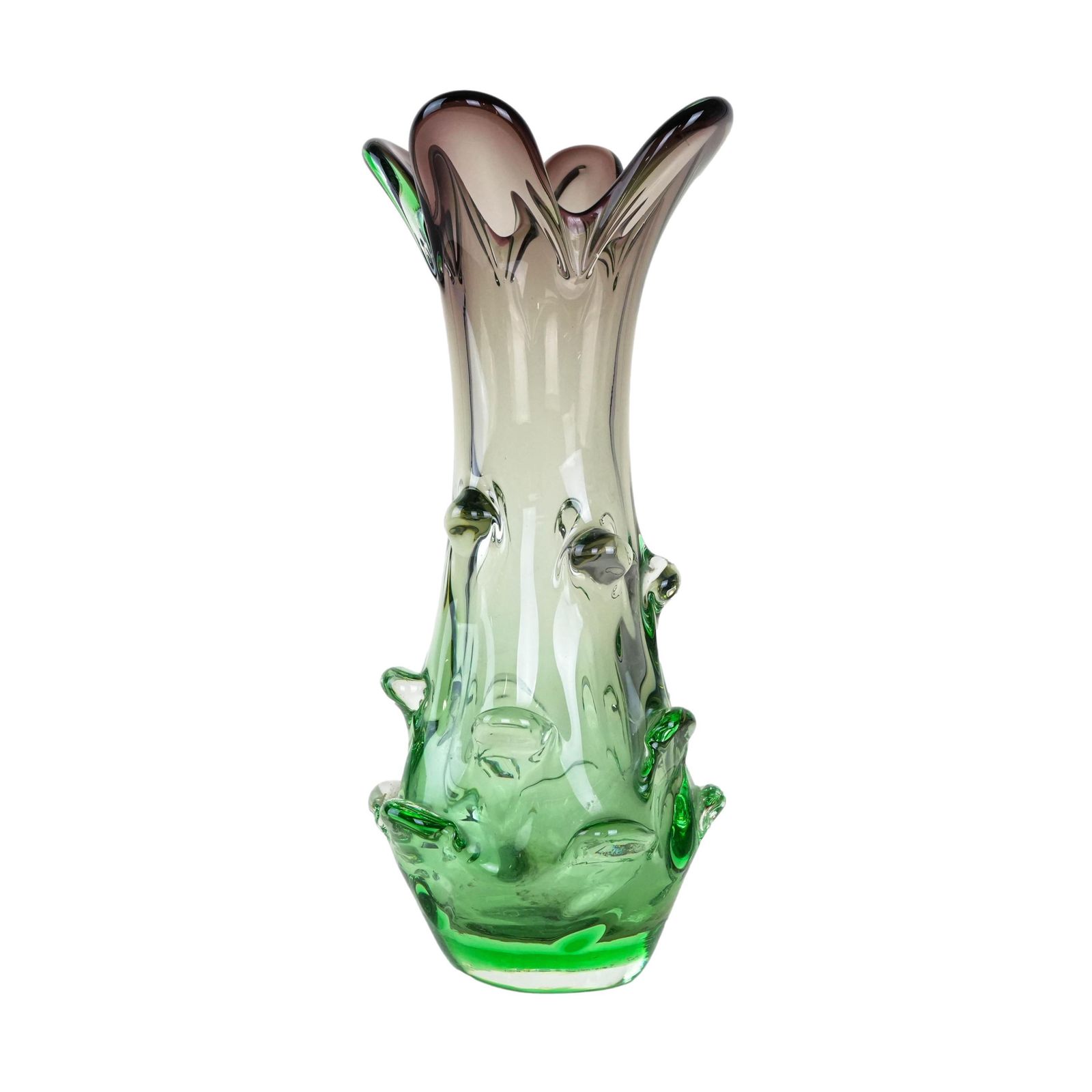 Groene Vaas, Murano Glas, Ca. Jaren 1960, Gemaakt In Italië