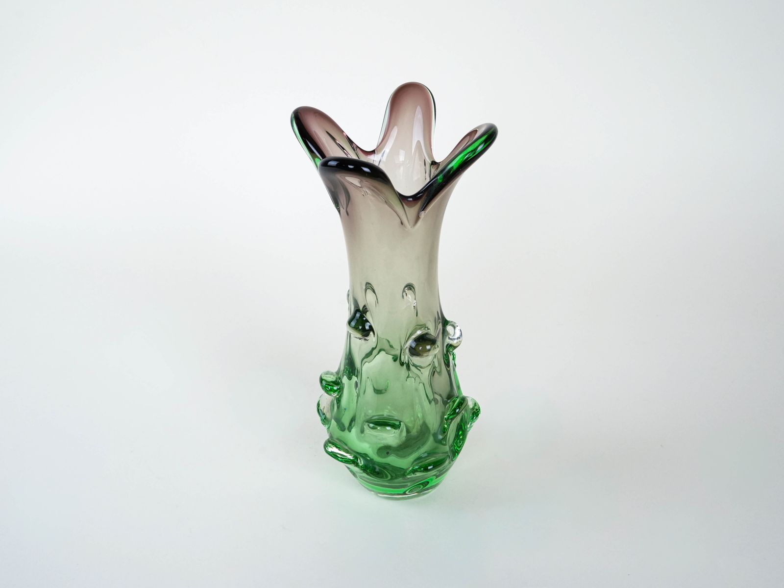 Groene Vaas, Murano Glas, Ca. Jaren 1960, Gemaakt In Italië photo vintage