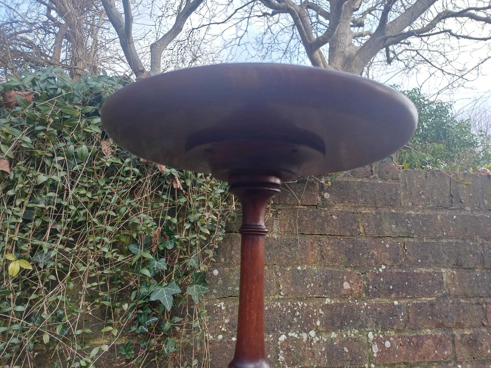 Vintage Mahogany Lazy Susan Wine Table Rotating Two Tier Side Table Solid Wood Tripod Base Fluted Column Occasional Table Free Hand Delivery photo buy
