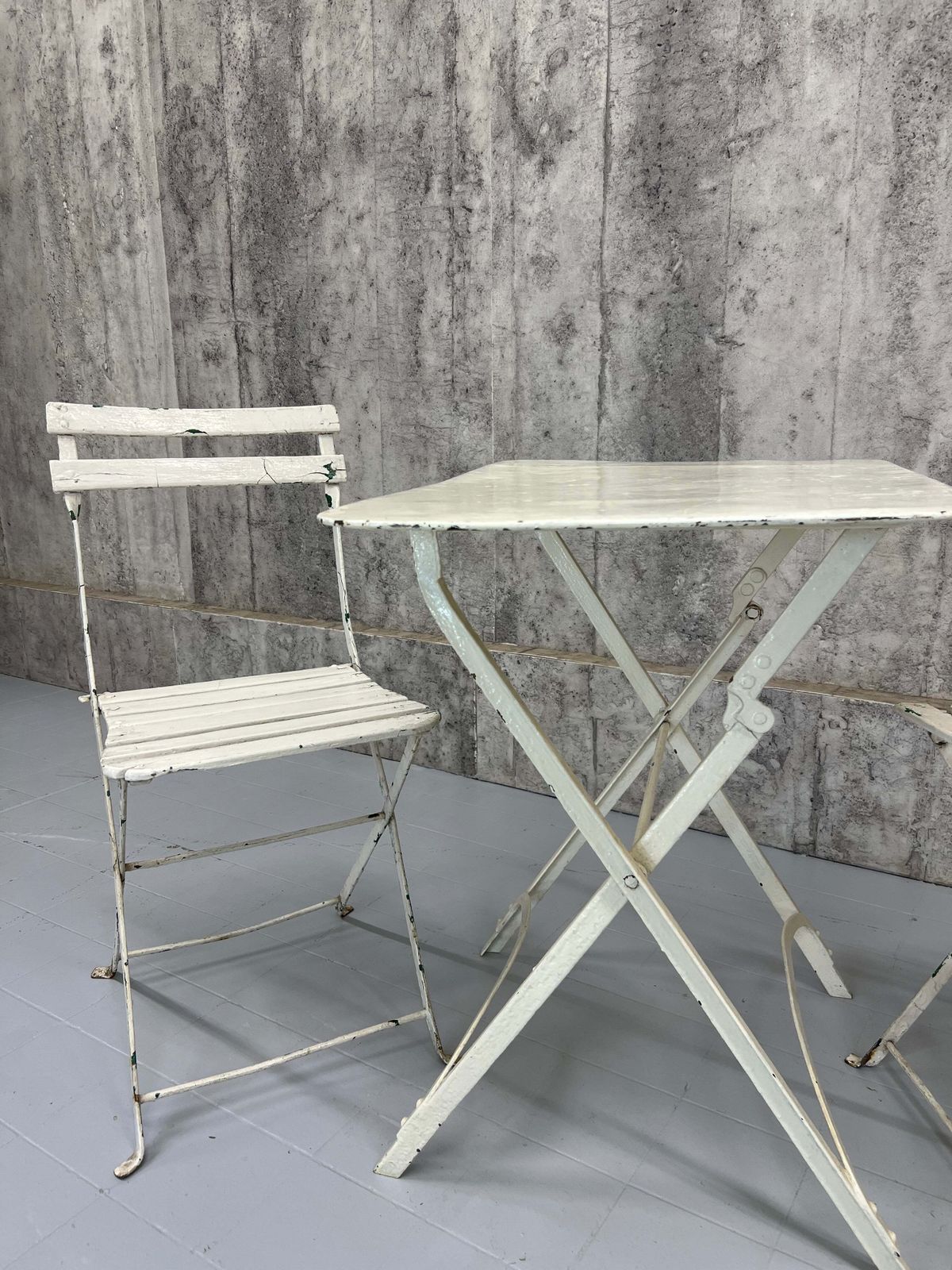 Folding White Garden Table And Two Bistro Chairs photo Garden Furniture