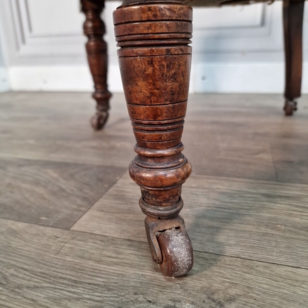 photo buy Antique Low Hall Chair Heavily Carved Solid Wood Green Velvet Bedroom Seat