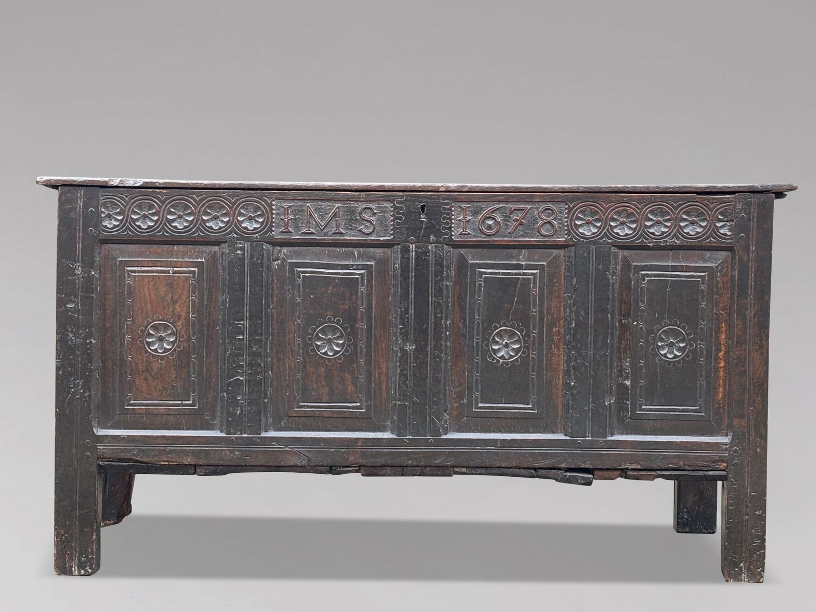 17th Century Joined Oak Lancashire Coffer photo furniture