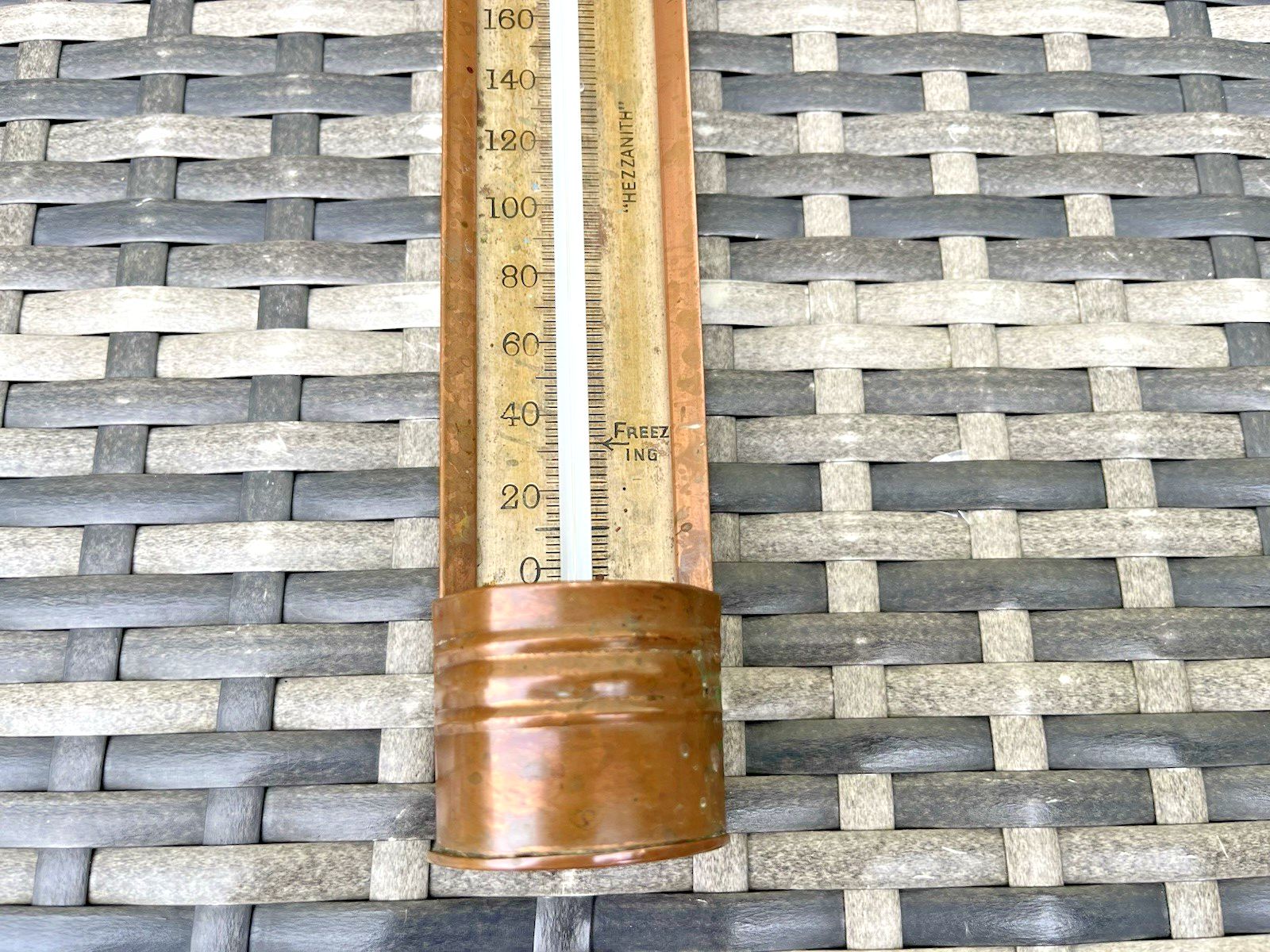photo furniture Antique 1930's Scientific Hezzanith Copper Fahrenheit Thermometer Meteorological