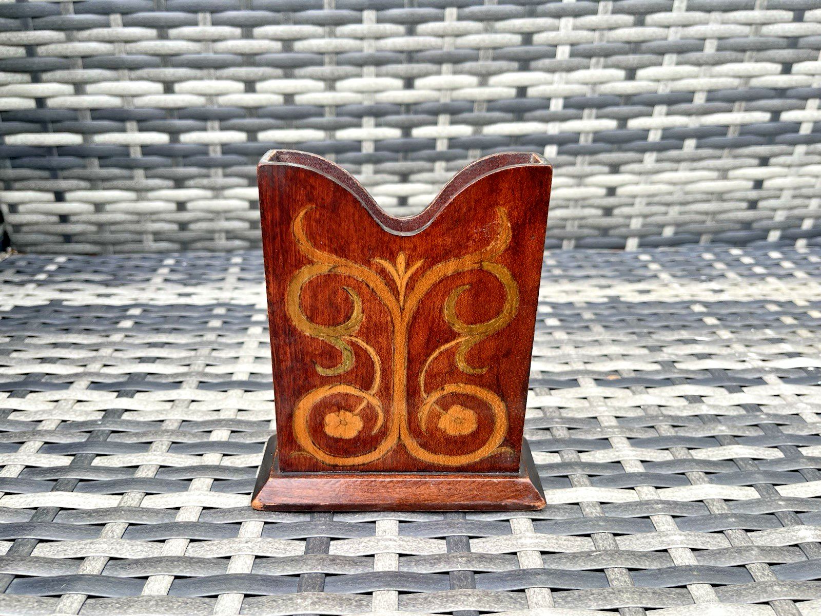 Antique Edwardian Art Nouveau Wooden Pokerwork Floral Desk Office Letter Rack photo furniture