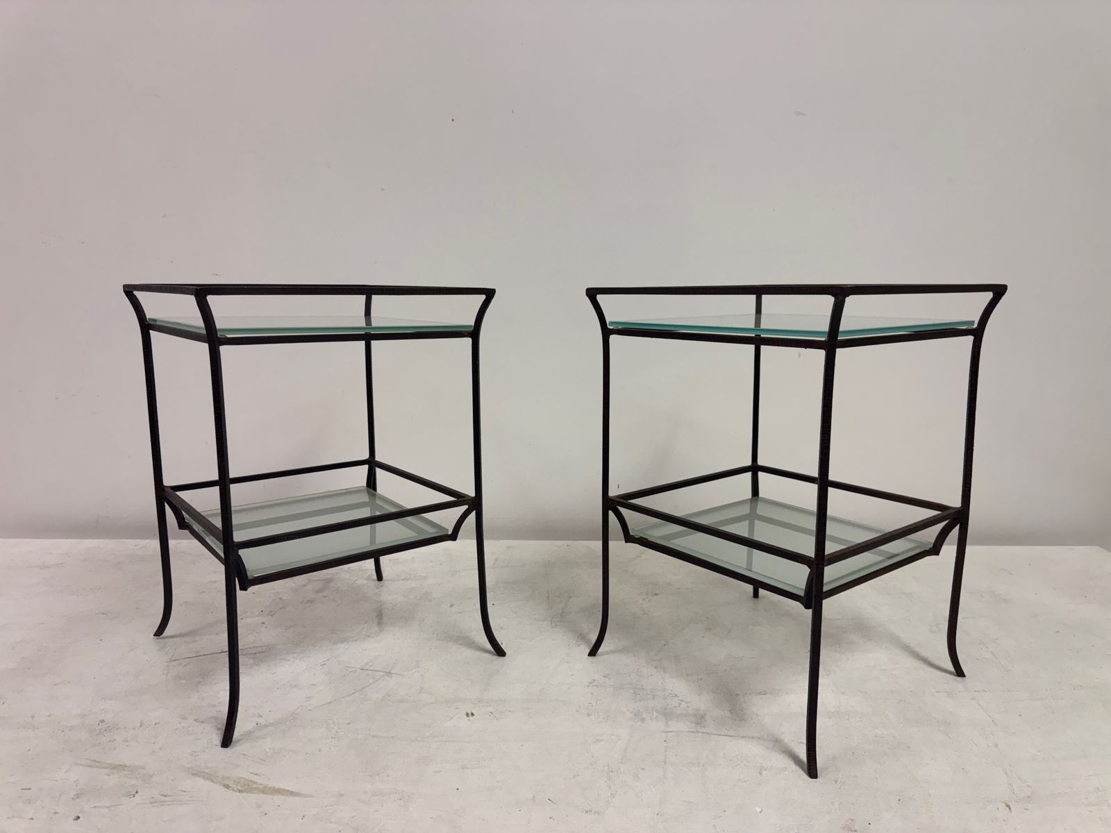 photo furniture Pair Of French Two Tier Wrought Iron Side Tables
