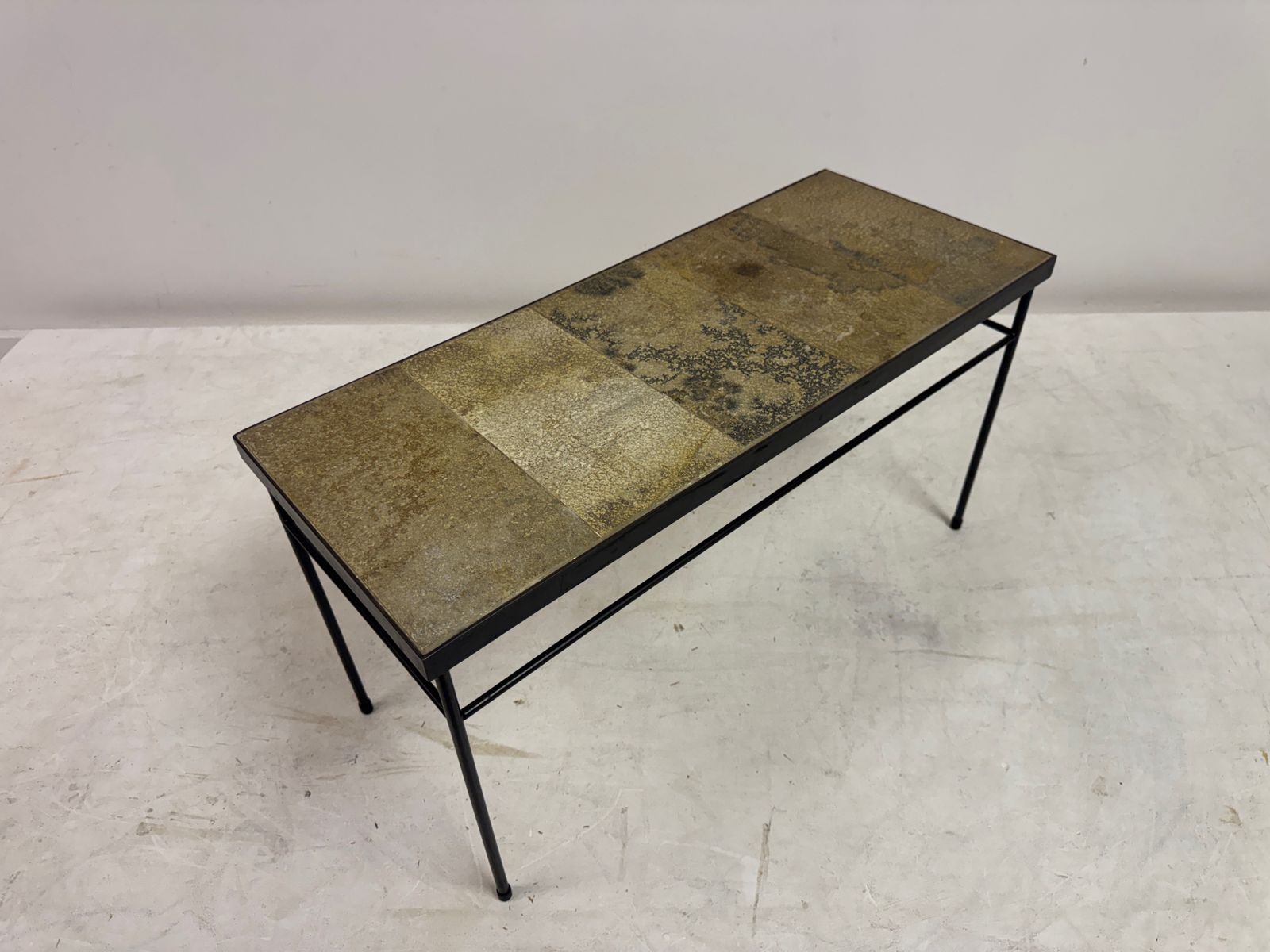 Furniture 1960s French Stone Tile Topped Coffee Table photo