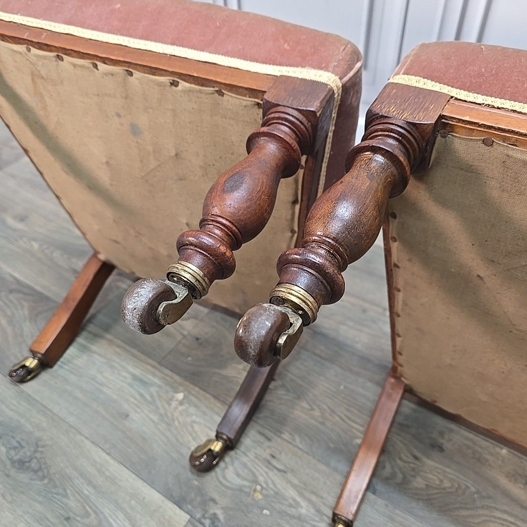 photo buy Antique Pair Bedroom Chairs Solid Wood Carved Hall Nursing Seats Mahogany