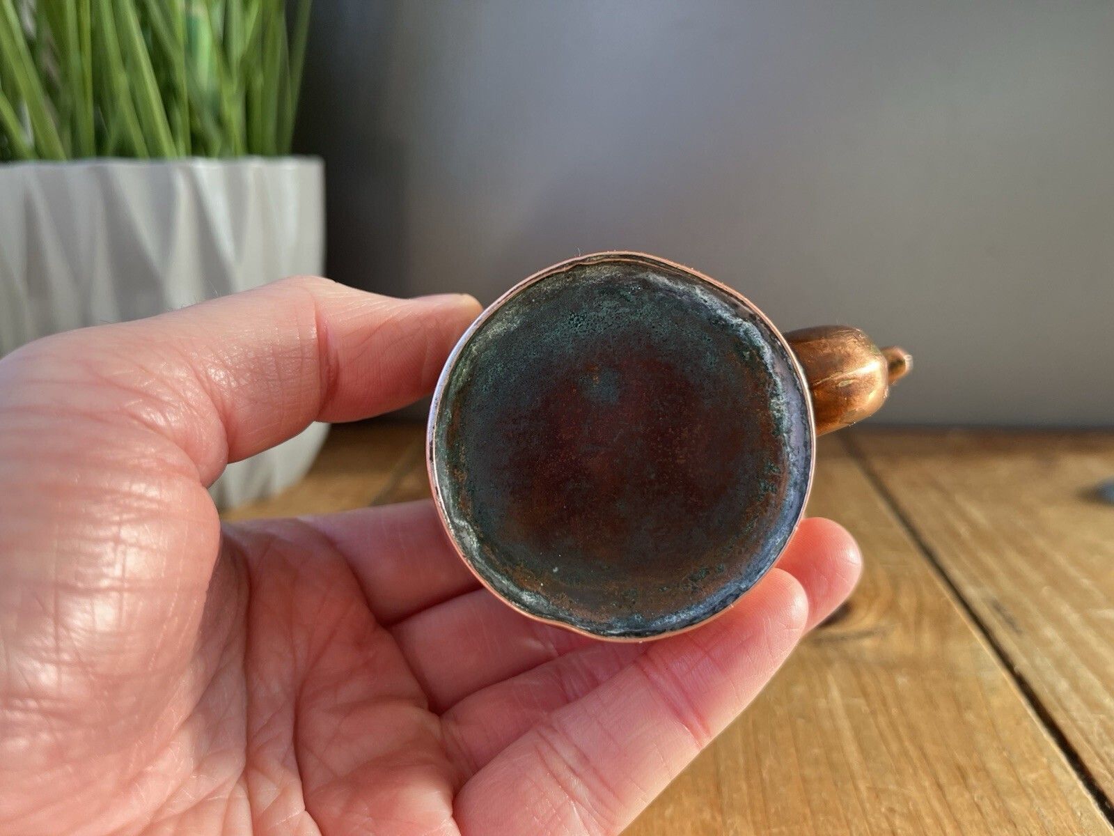 Antique Victorian Miniature Salesmans Sample English Copper Fireside Kettle 19th photo vinterior