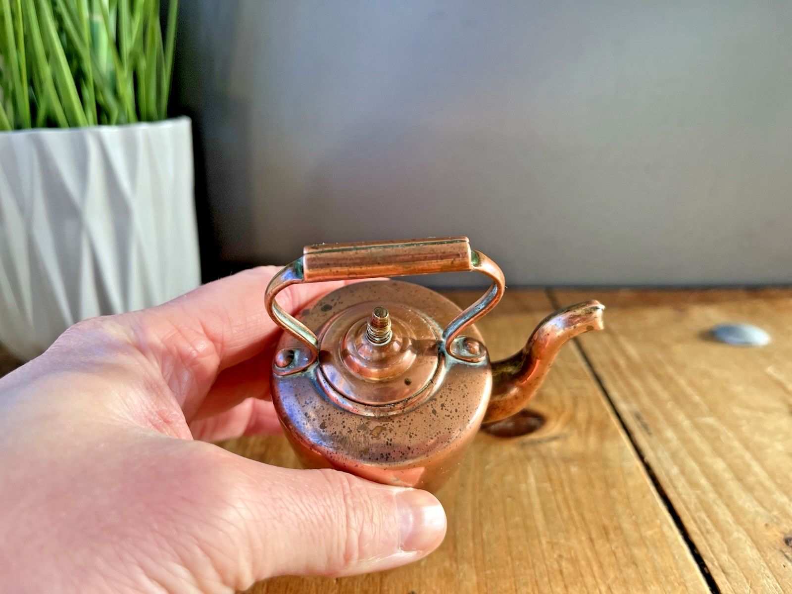 Antique Victorian Miniature Salesmans Sample English Copper Fireside Kettle 19th photo buy
