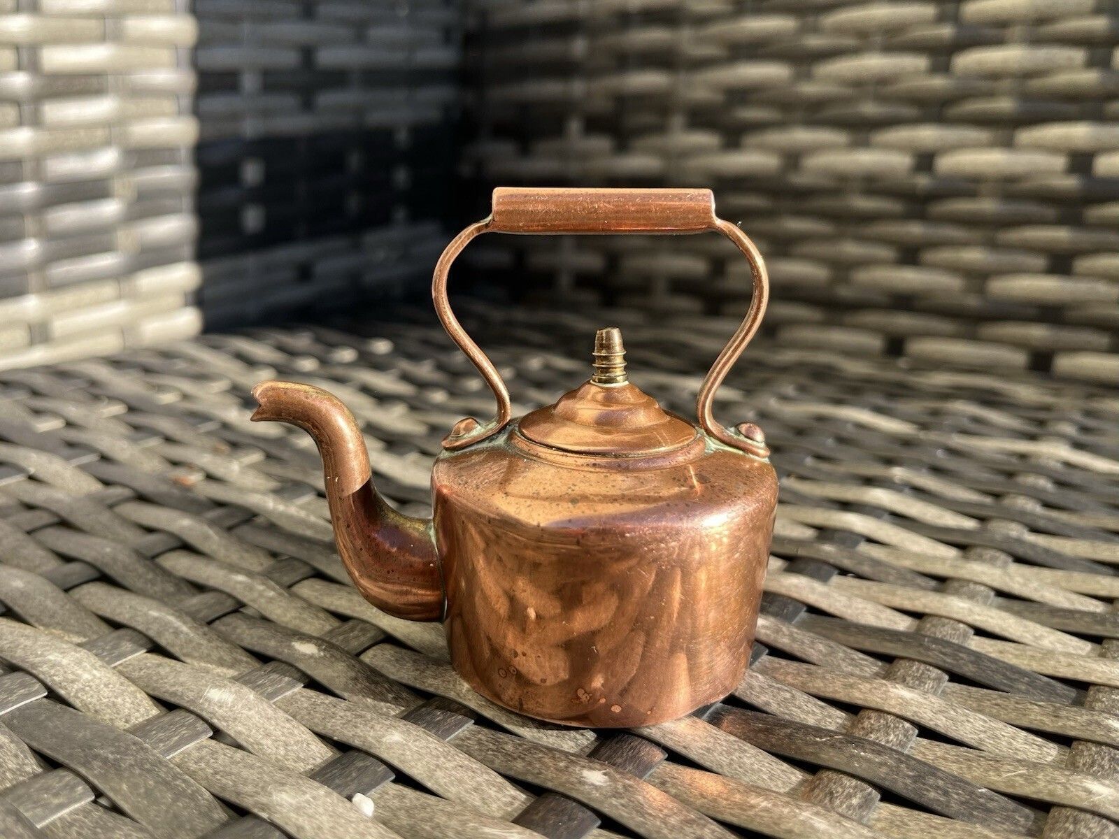 Home Fixtures Antique Victorian Miniature Salesmans Sample English Copper Fireside Kettle 19th photo