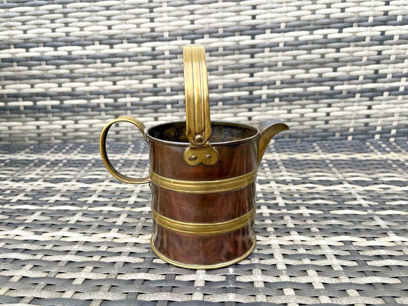 Antique Victorian Copper & Brass Milk Dairy Bucket / Watering Can Jug For Plants photo Garden Decor