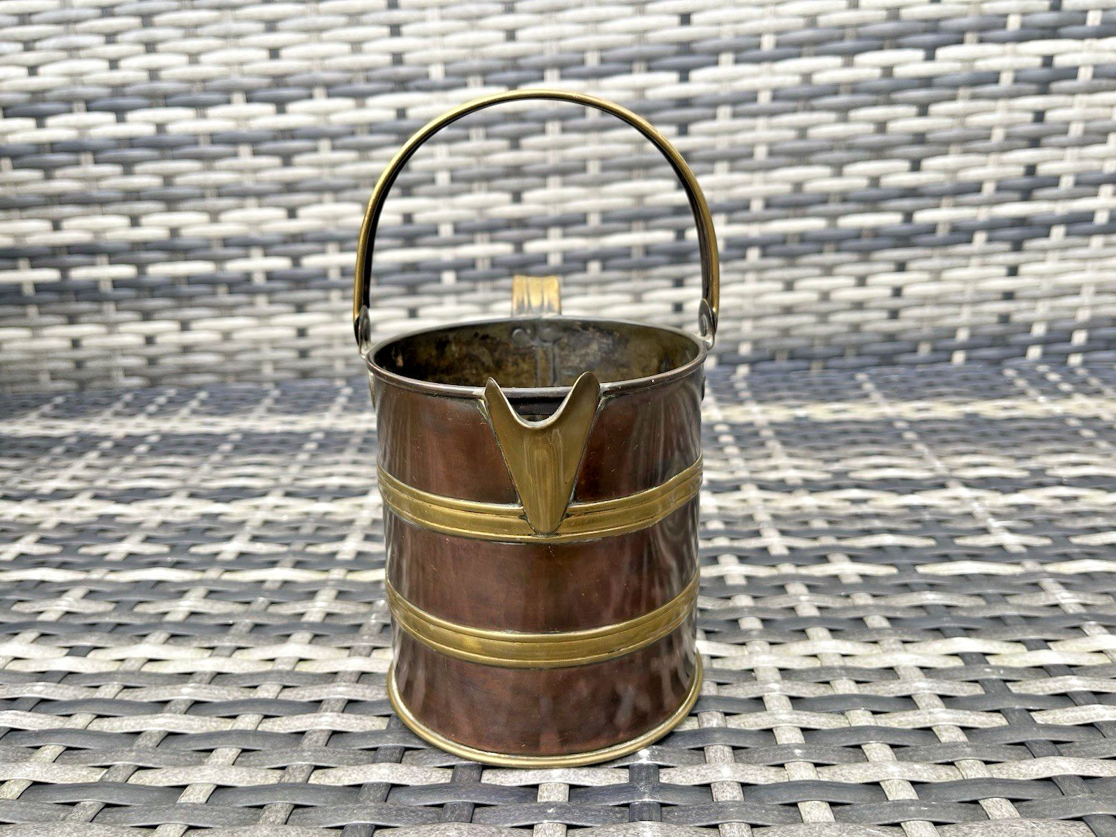 Antique Victorian Copper & Brass Milk Dairy Bucket / Watering Can Jug For Plants photo 120.0