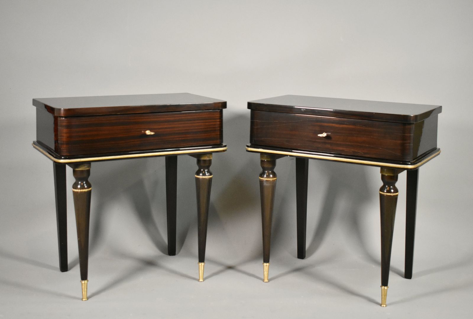 Pair Of French Mid Century Macassar Ebony Bedside Cabinets