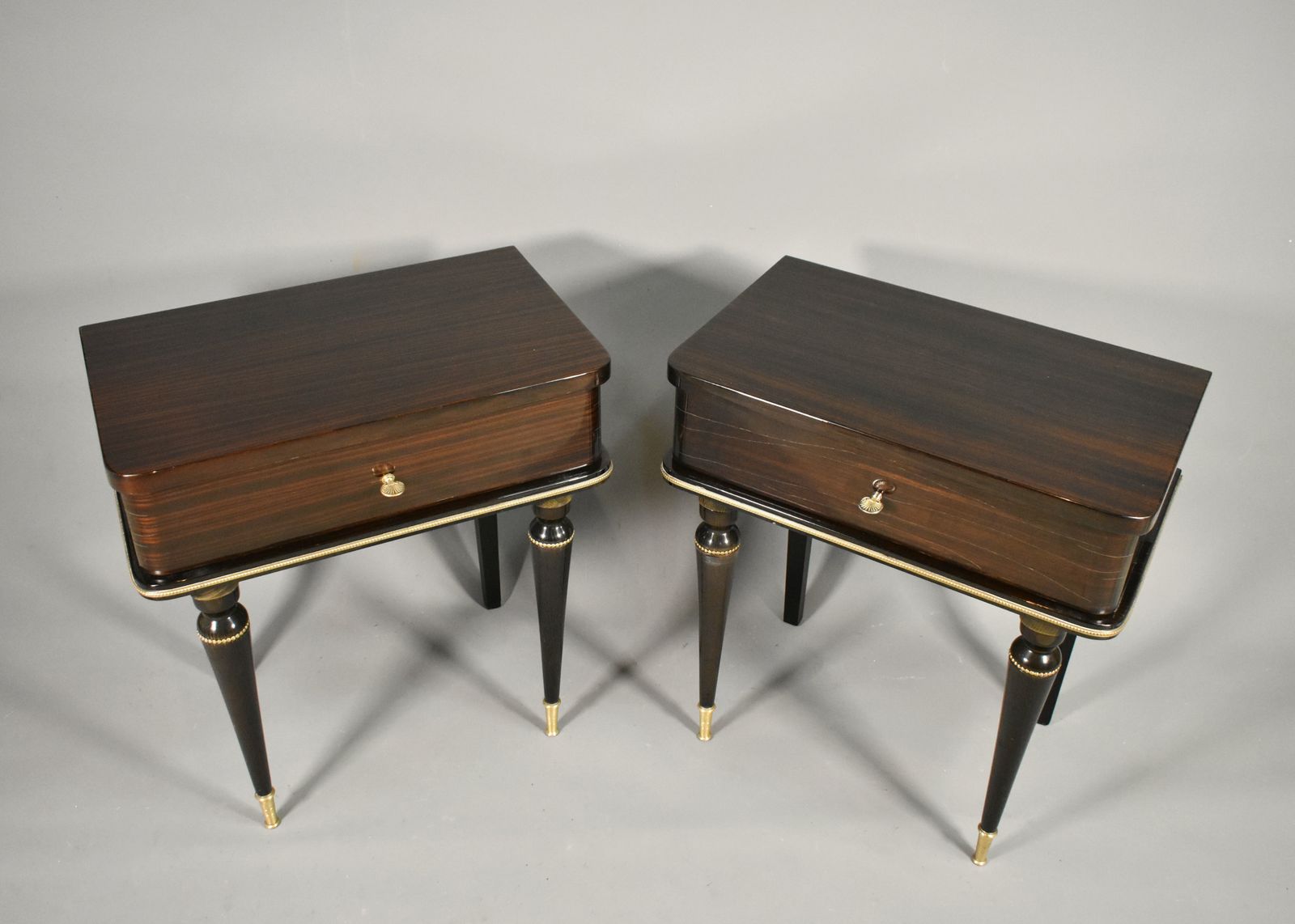 Pair Of French Mid Century Macassar Ebony Bedside Cabinets photo Furniture