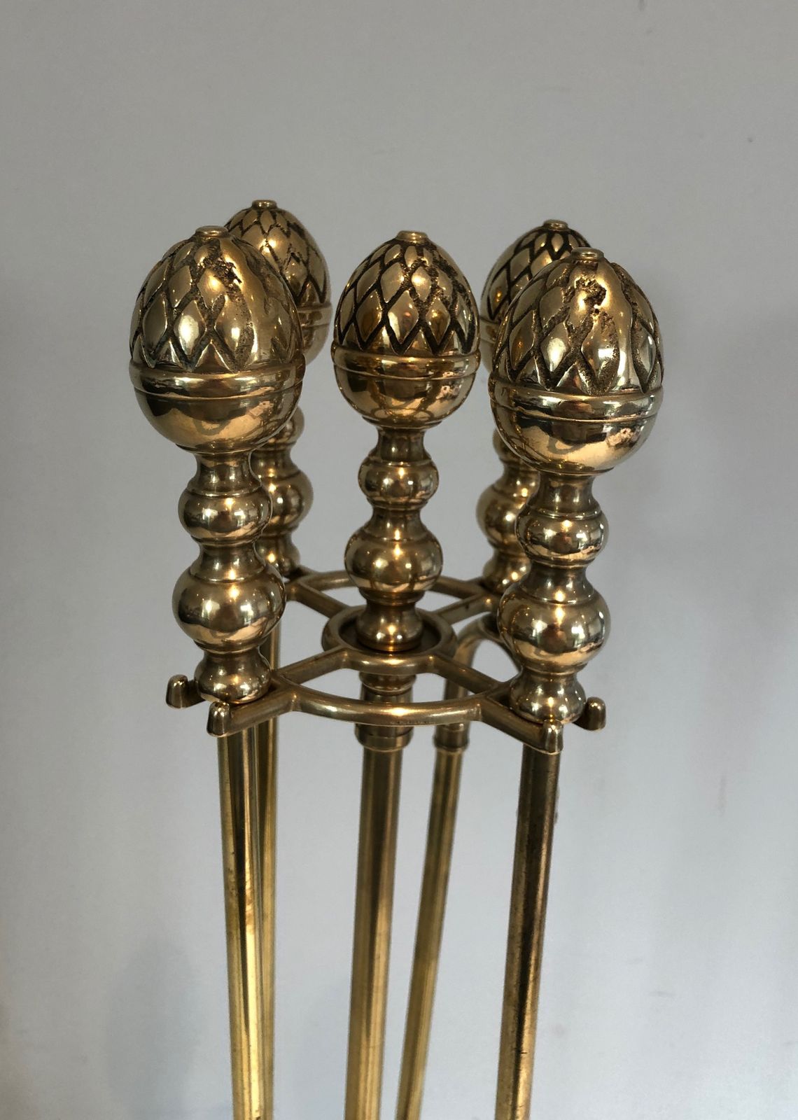 photo vinterior Neoclassical Style Brass Pineapple Fireplace Tools