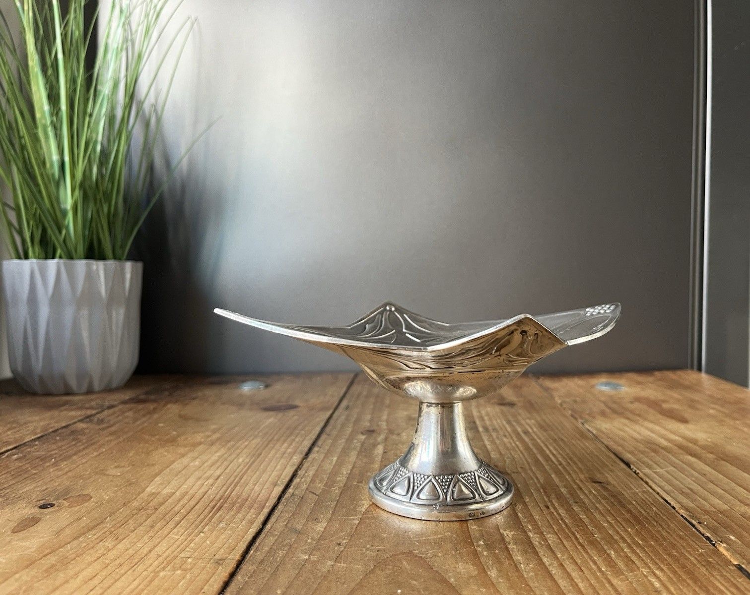 Antique Art Nouveau Wmf Jugendstil Pedestal Bowl Stand Silver Plated / Pewter photo buy