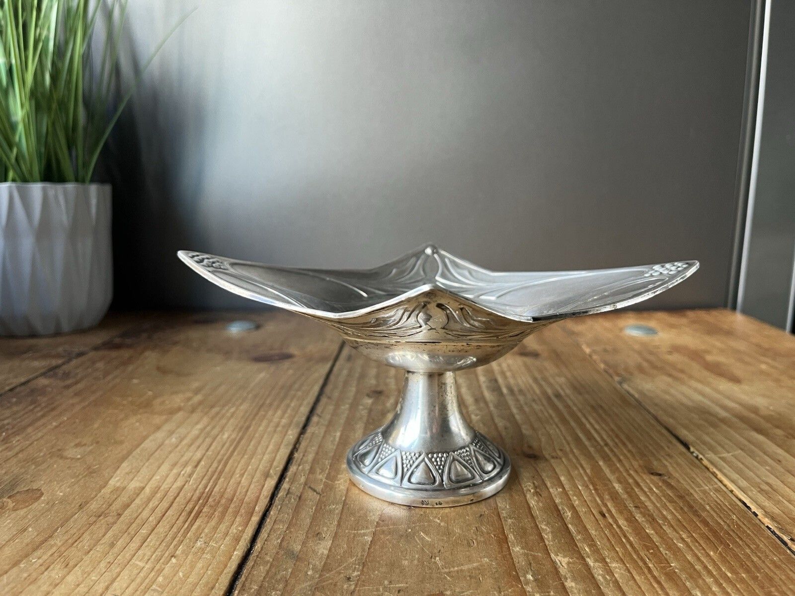 110.0 Antique Art Nouveau Wmf Jugendstil Pedestal Bowl Stand Silver Plated / Pewter photo