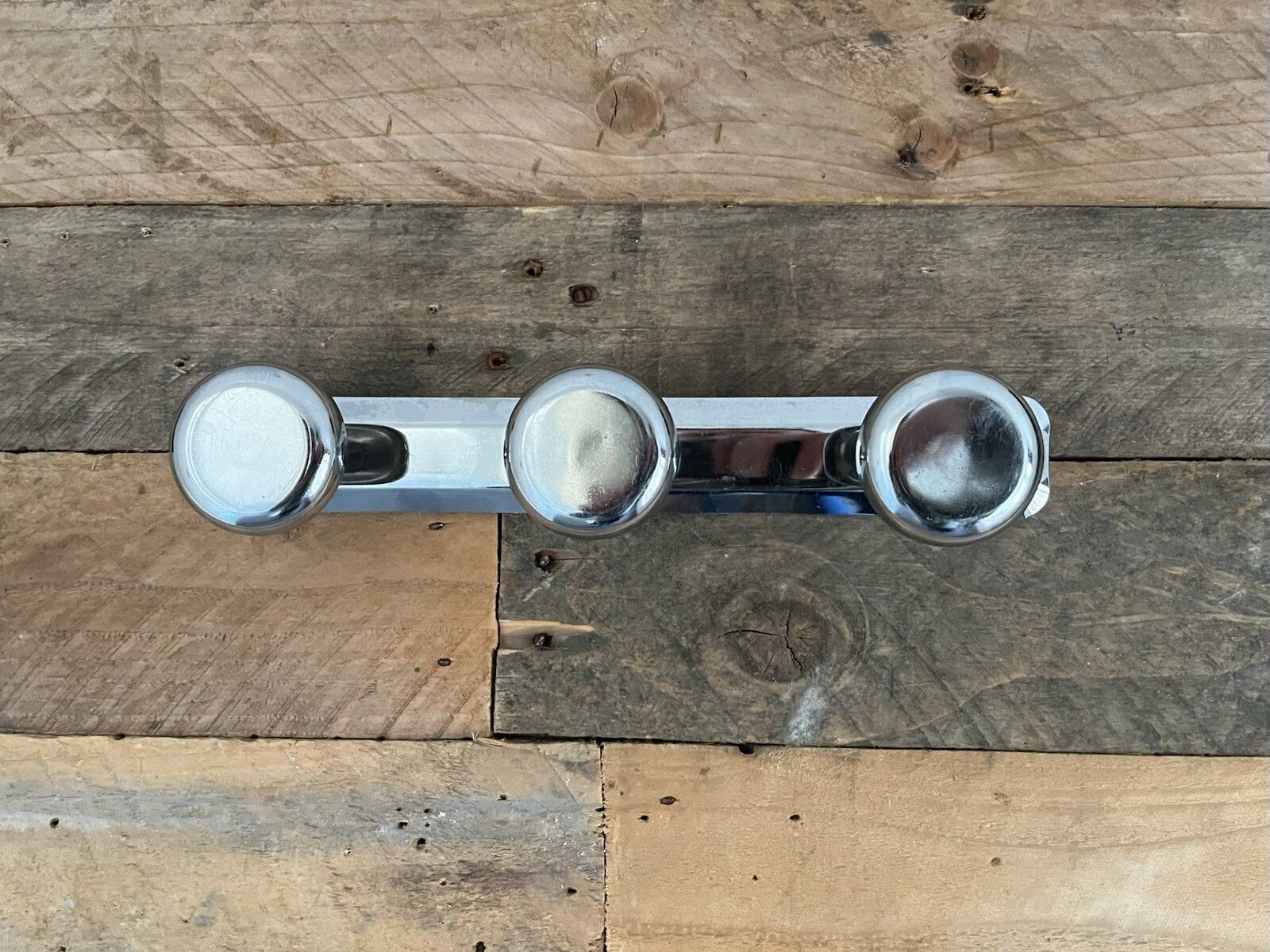1960's Mid Century French 3 Peg Chrome Coat Hat Hook Stand Retro Sputnik Atomic photo furniture