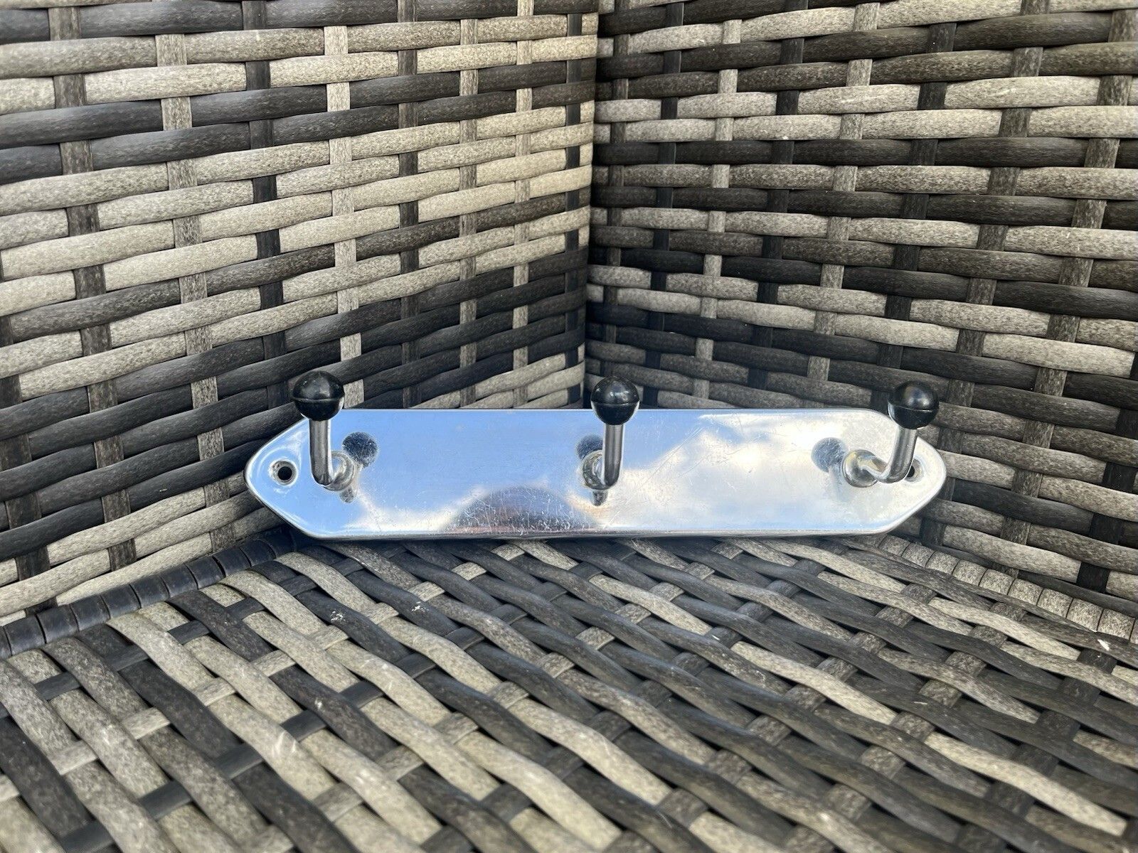 1950's Mid Century French 3 Peg Chrome Sputnik Atomic Coat Hat Hook Stand Retro photo 70.0