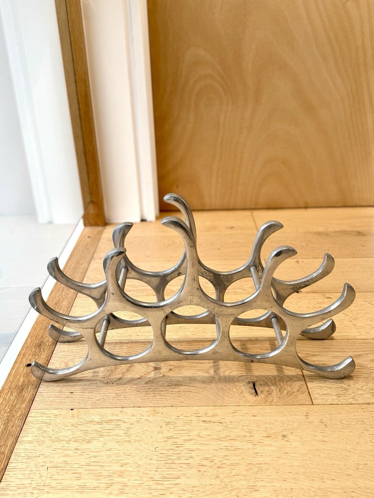 Michael Noll Style 9 Bottle Wine Rack In Polished Aluminium photo vinterior