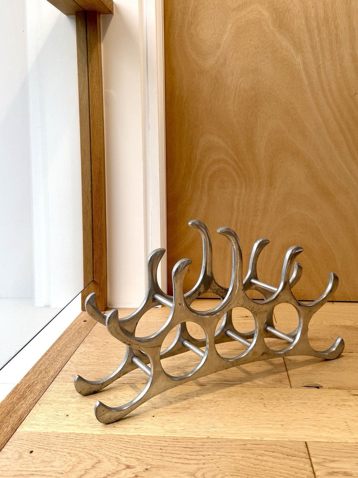 photo furniture Michael Noll Style 9 Bottle Wine Rack In Polished Aluminium