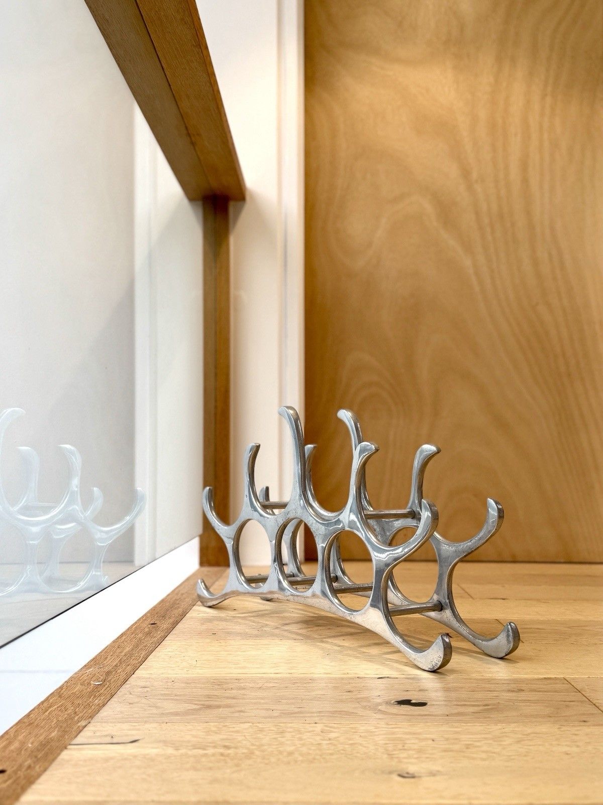 photo for sale Michael Noll Style 9 Bottle Wine Rack In Polished Aluminium