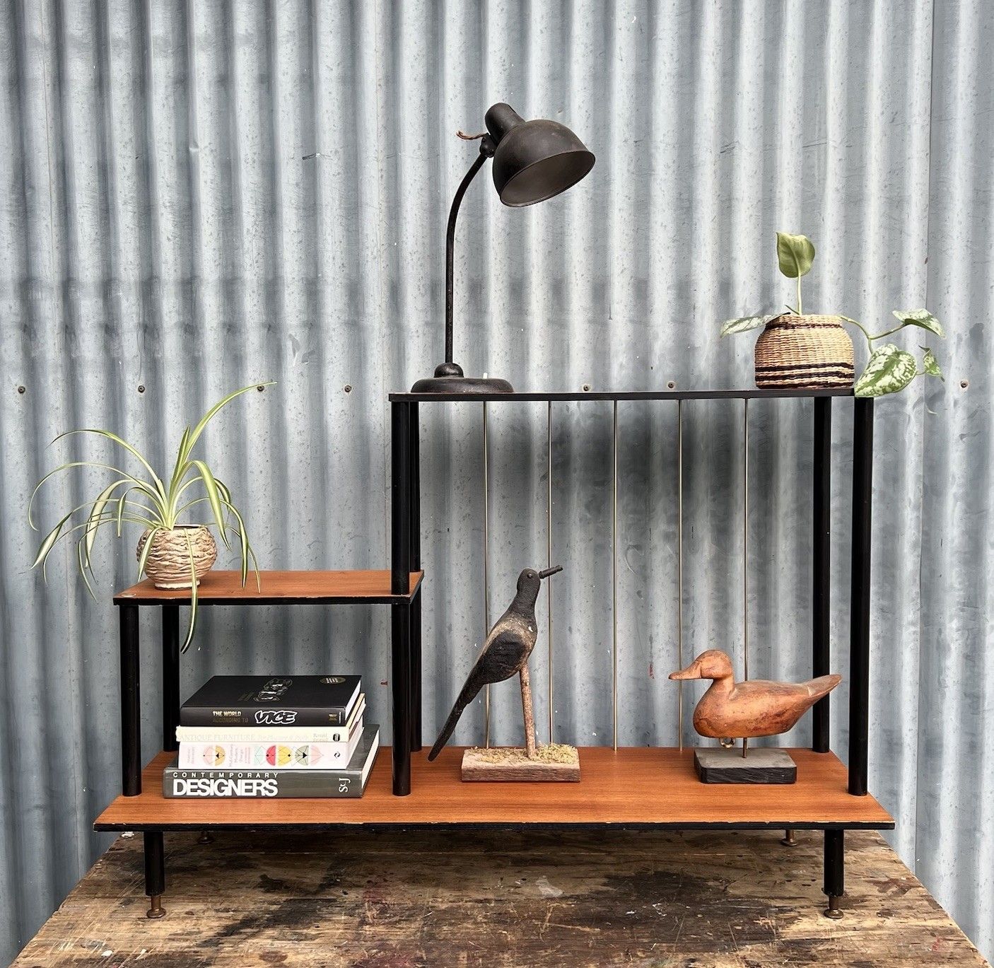 Vintage Teak Mid Century Free Standing Shelving Unit Book Case Display 60s 70s