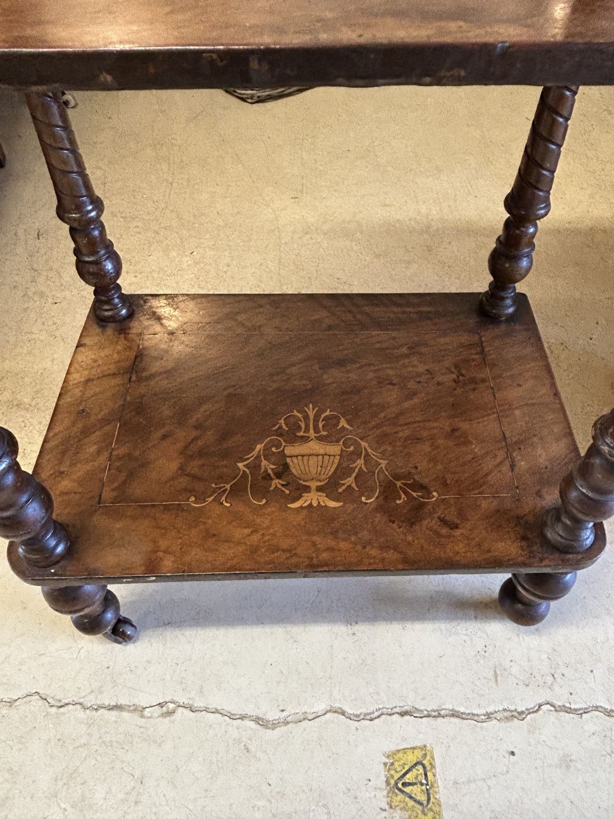 Antique Inlaid Mahogany What Not On Castors photo vinterior