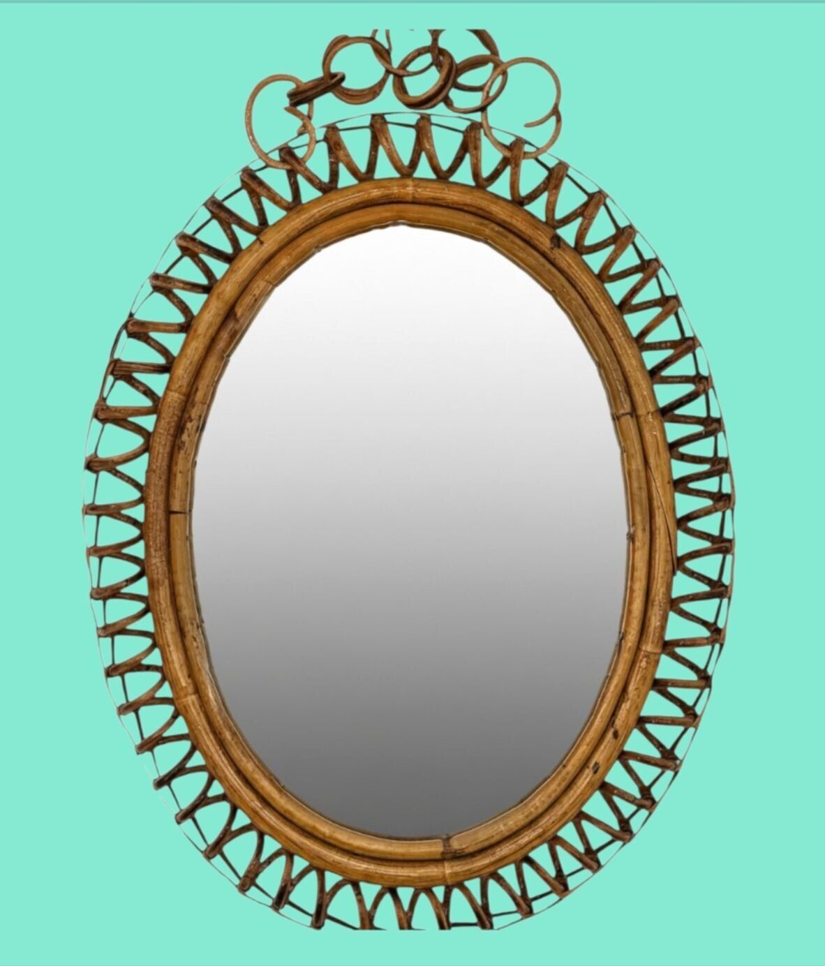 An Italian 1960's Bamboo Spiral Framed Mirror By Franco Albini For Bonacina photo for sale
