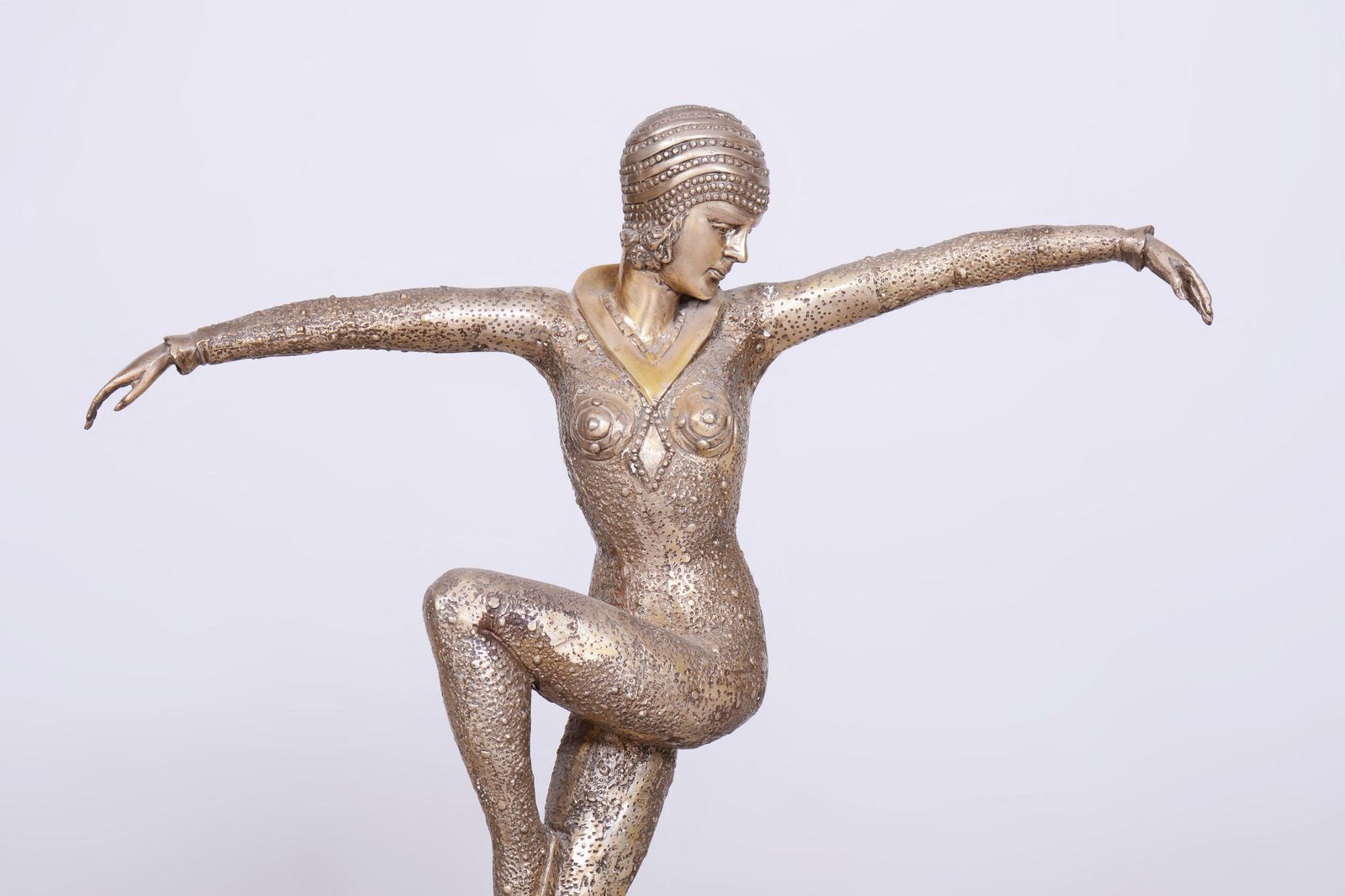 Original Art Deco Sclpture Of Dancer, By D. Chipăruș, Metal, France, 1930s photo furniture