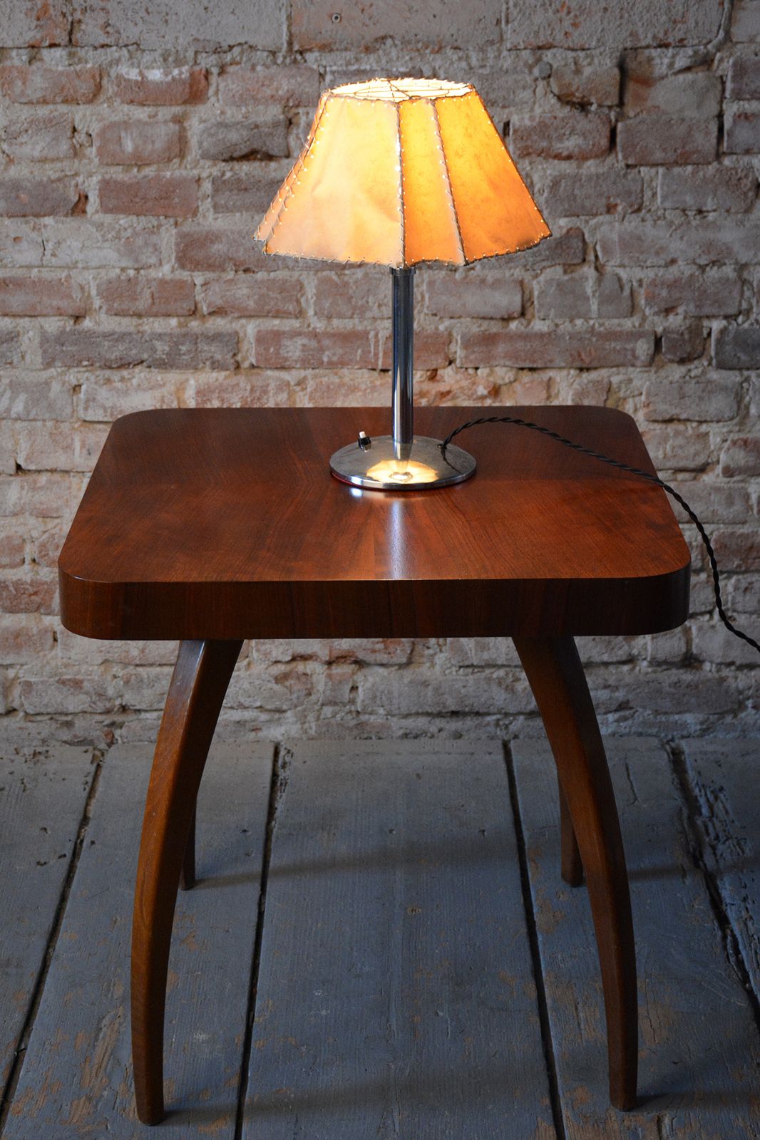 Lighting Restored Bauhaus Table Lamp, Chrome Plated Steel, Parchment, Czech, 1930s photo