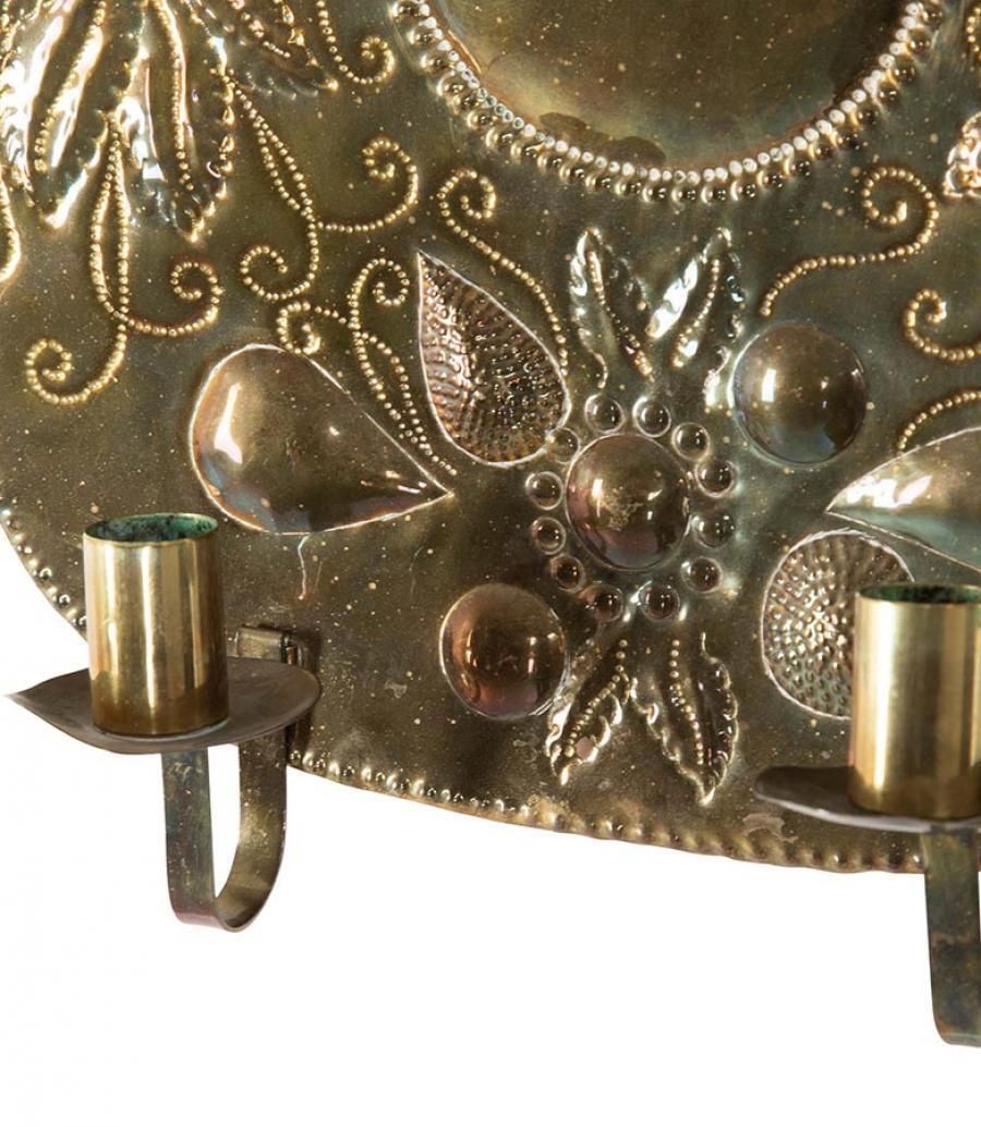 Pair Of 19th Century Swedish Pressed Brass Wall Sconces photo vinterior
