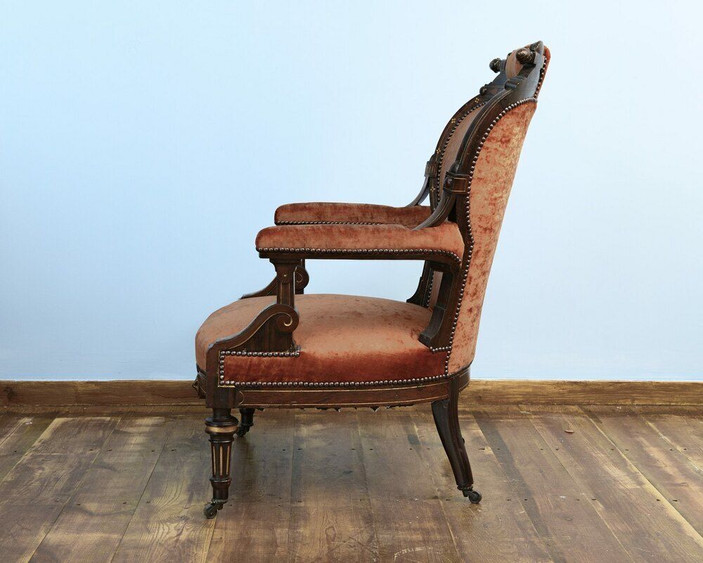 Pair Of Mid Victorian Rosewood Easy Arm Chairs photo for sale