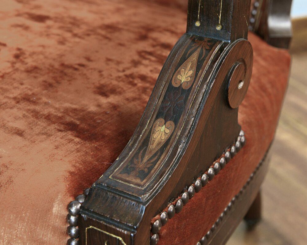 Pair Of Mid Victorian Rosewood Easy Arm Chairs photo vinterior
